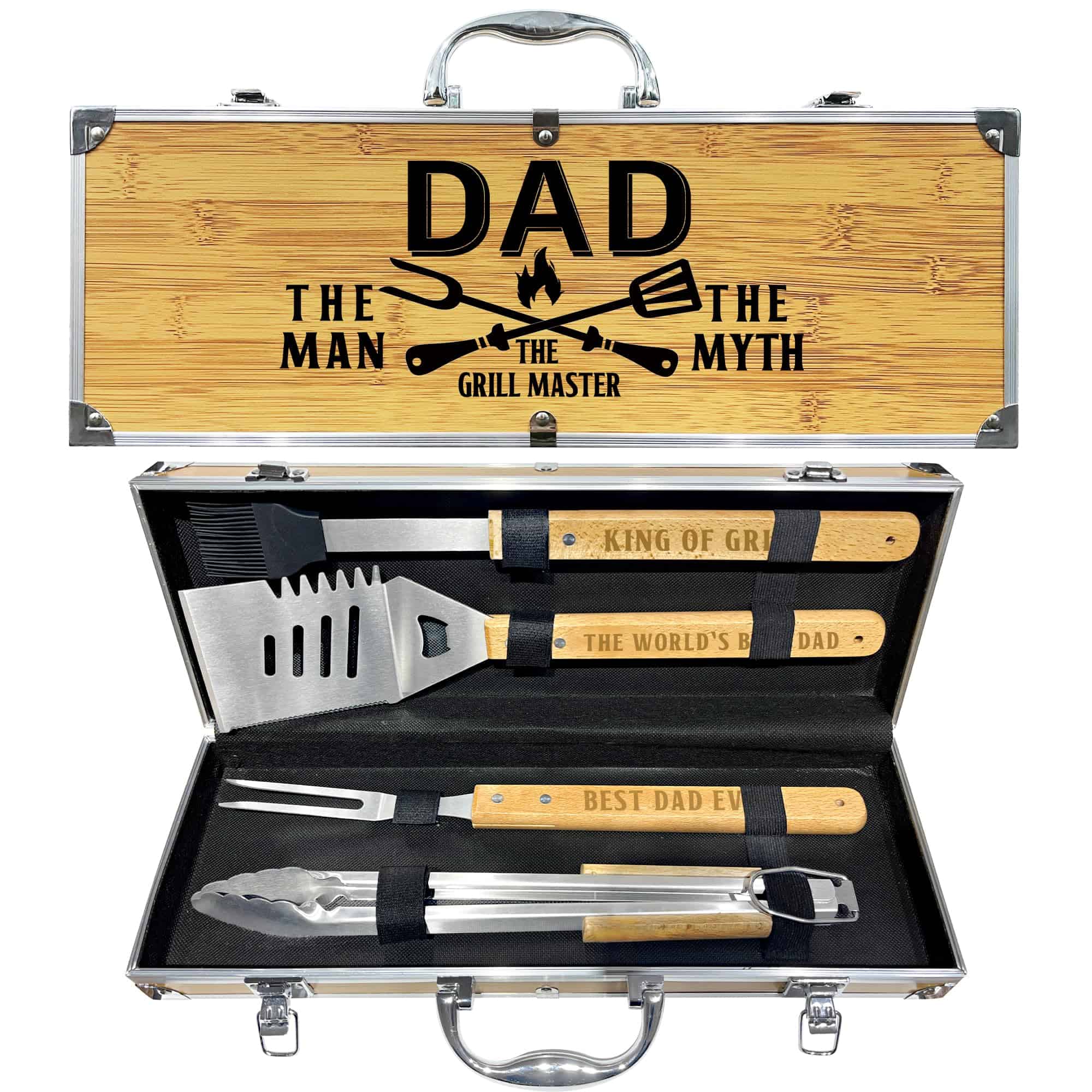 Set de utensilios para barbacoa de lujo para papá en el Día