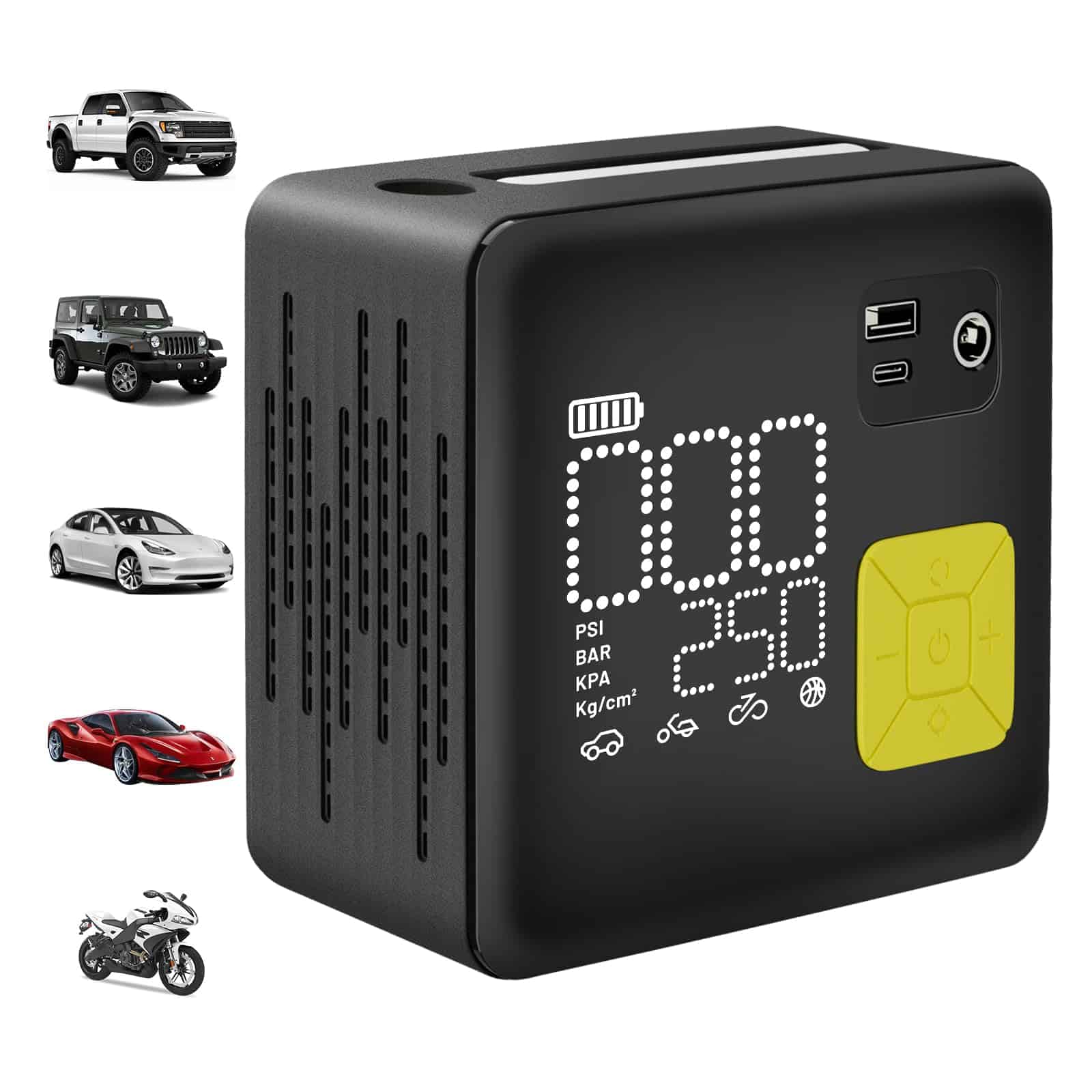 Inflador de neumáticos portátil, compresor de aire 3X