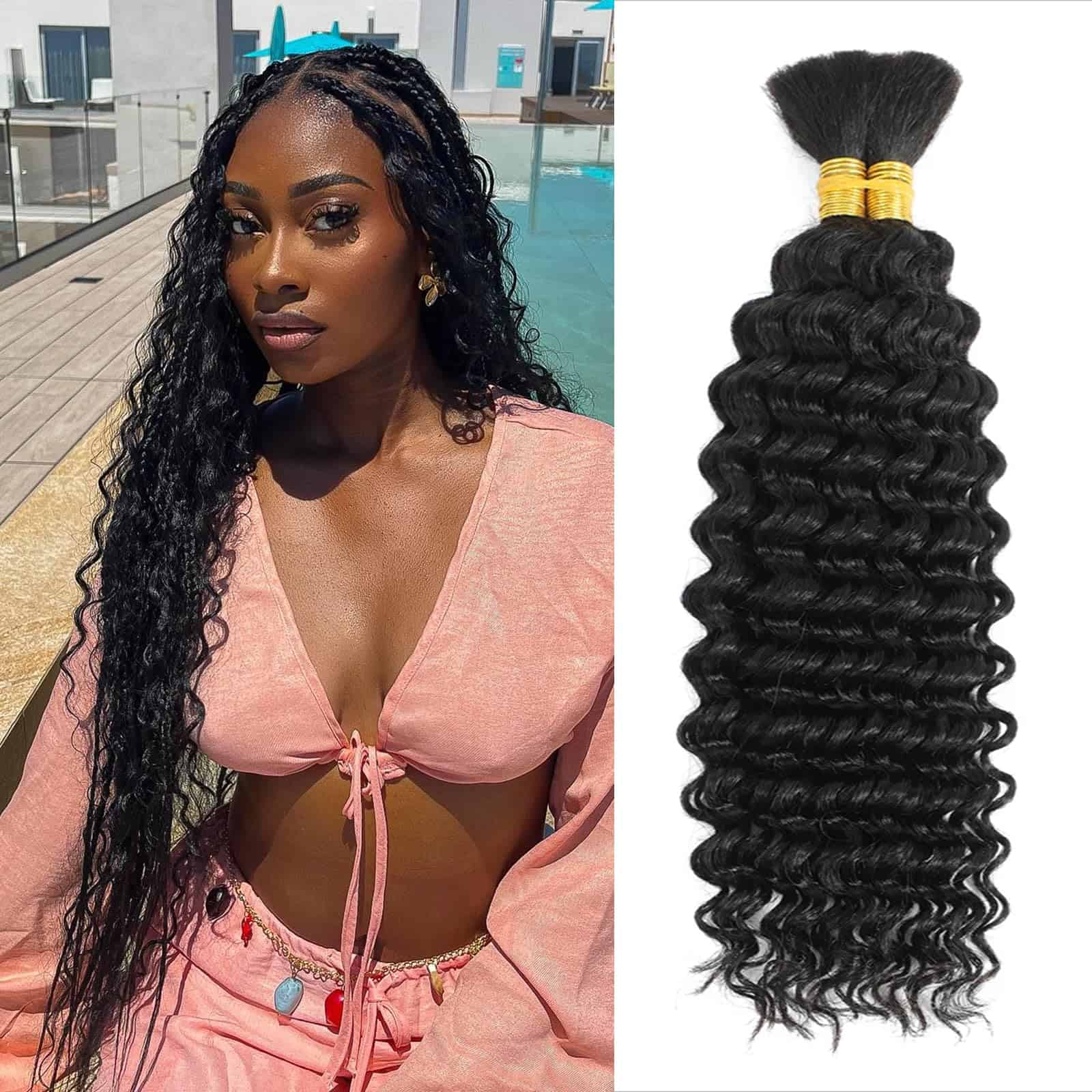 Cabello Trenzado Humano 28 pulgadas Onda Profunda a Granel