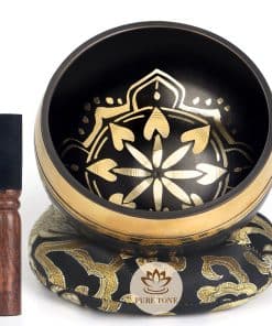 Tazón de canto de meditación hecho a mano AKLOT: Juego de