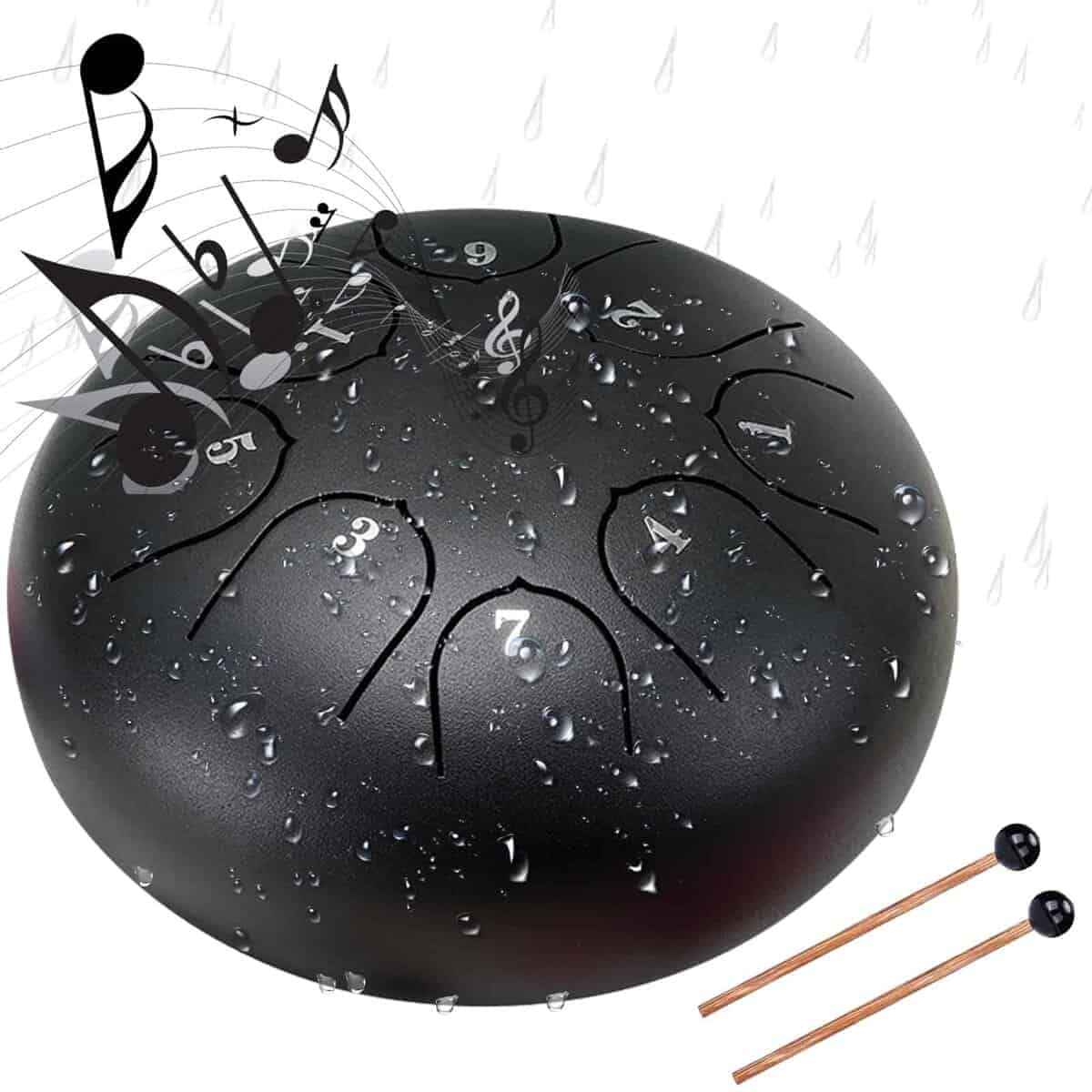 Wokiklee Tambor de lluvia para jardín -Negro