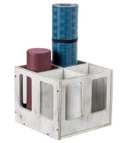 Organizador de soporte para tapetes de yoga de madera