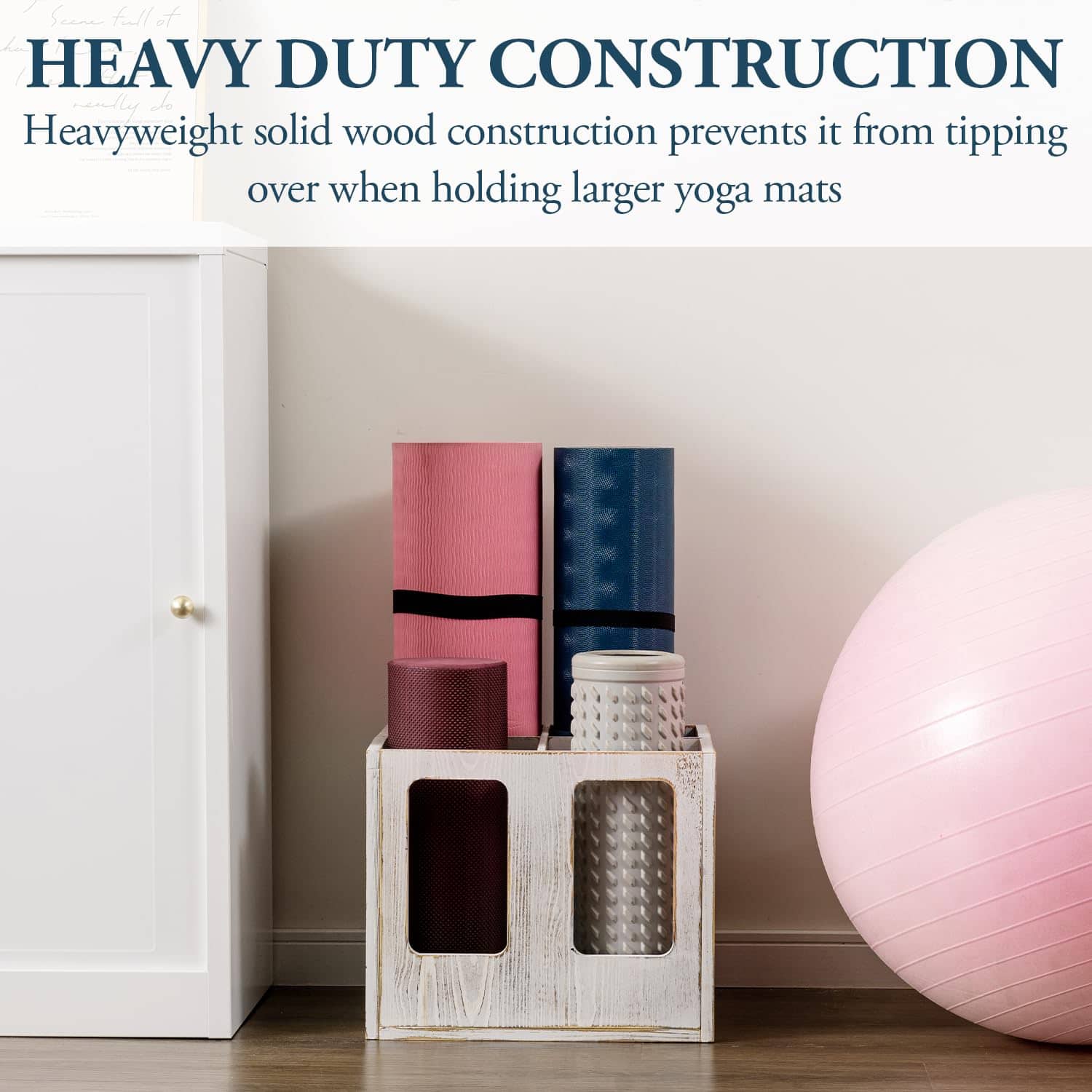 Organizador de soporte para tapetes de yoga de madera - Imagen 4