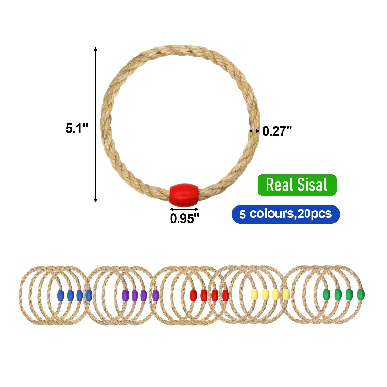 20 Pack Anillos de Cuerda de Sisal de Multicolor Juego de - Imagen 7