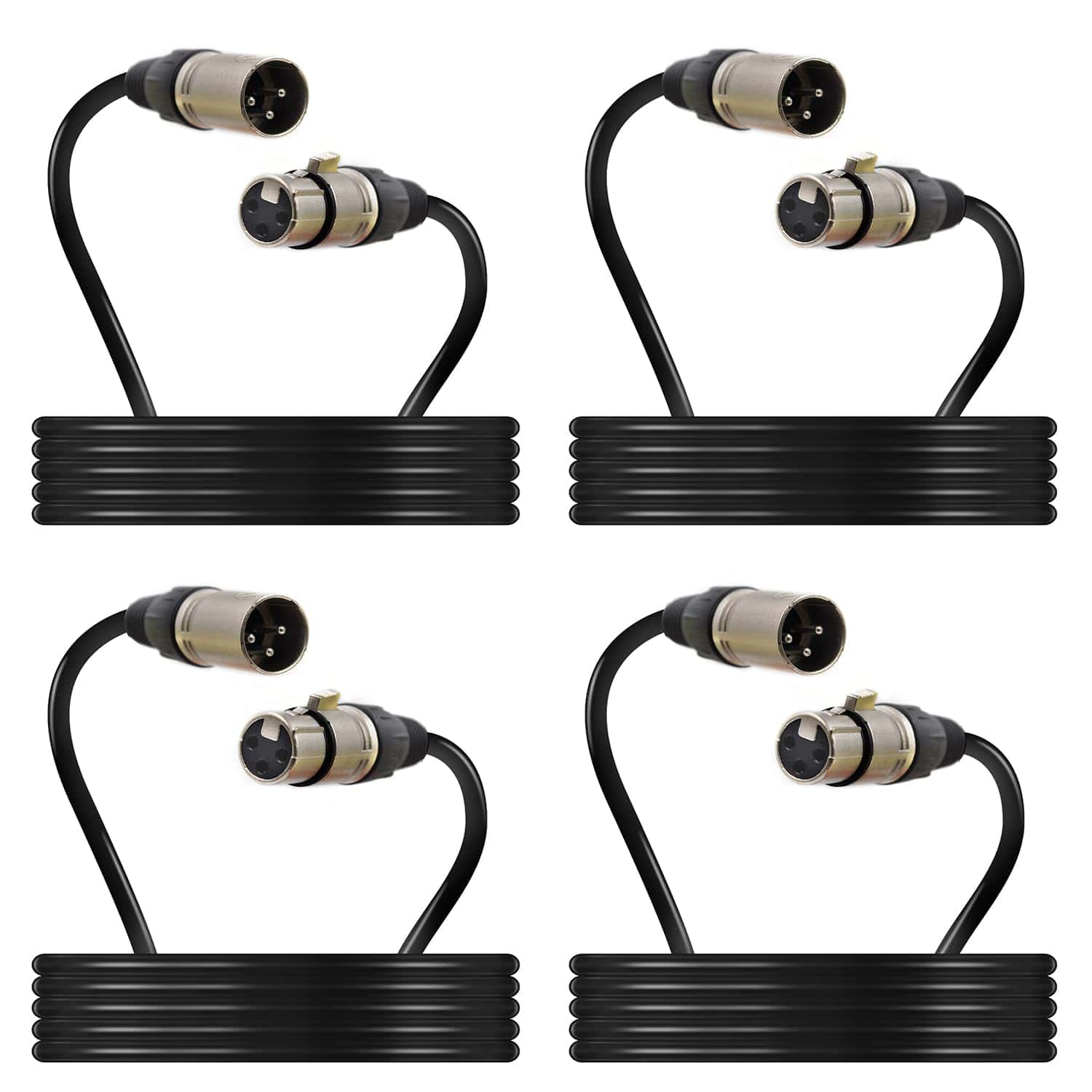 Zhupoub (Paquete de 4) Cable de Micrófono XLR de 10 Pies,