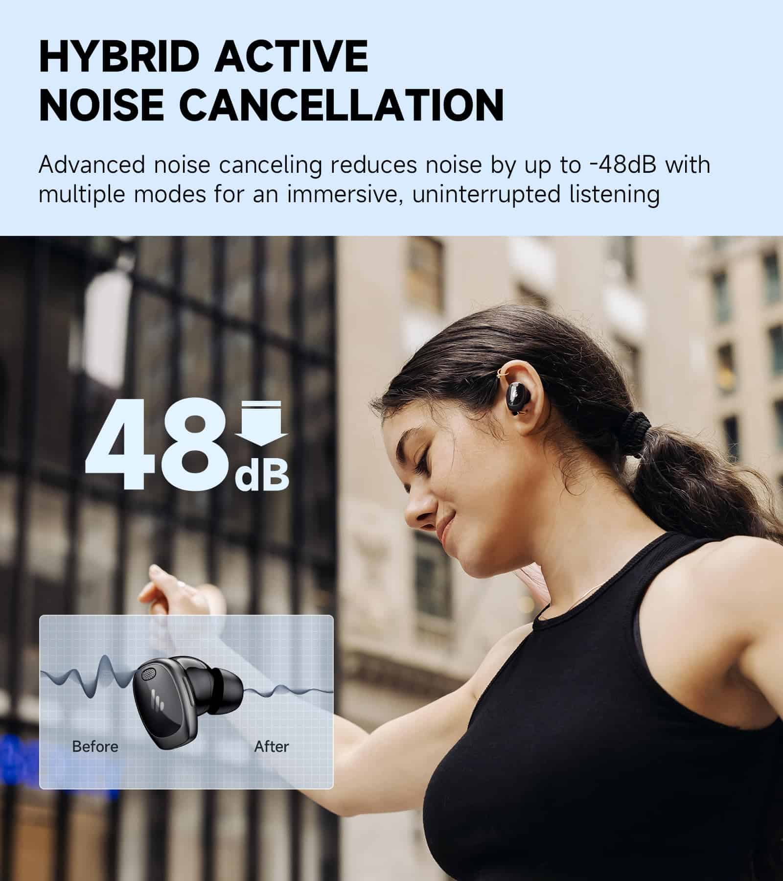 Auriculares inalámbricos híbridos con cancelación activa de - Imagen 4