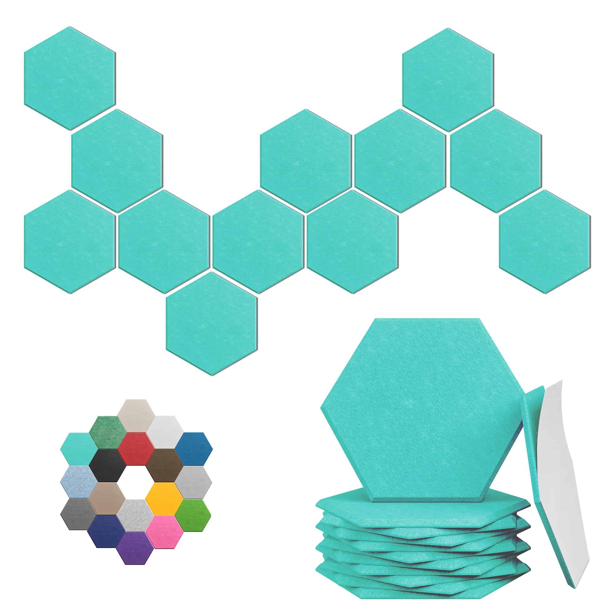 Paneles Acústicos Hexagonales- Pack de 12 Paneles -Azul Viki