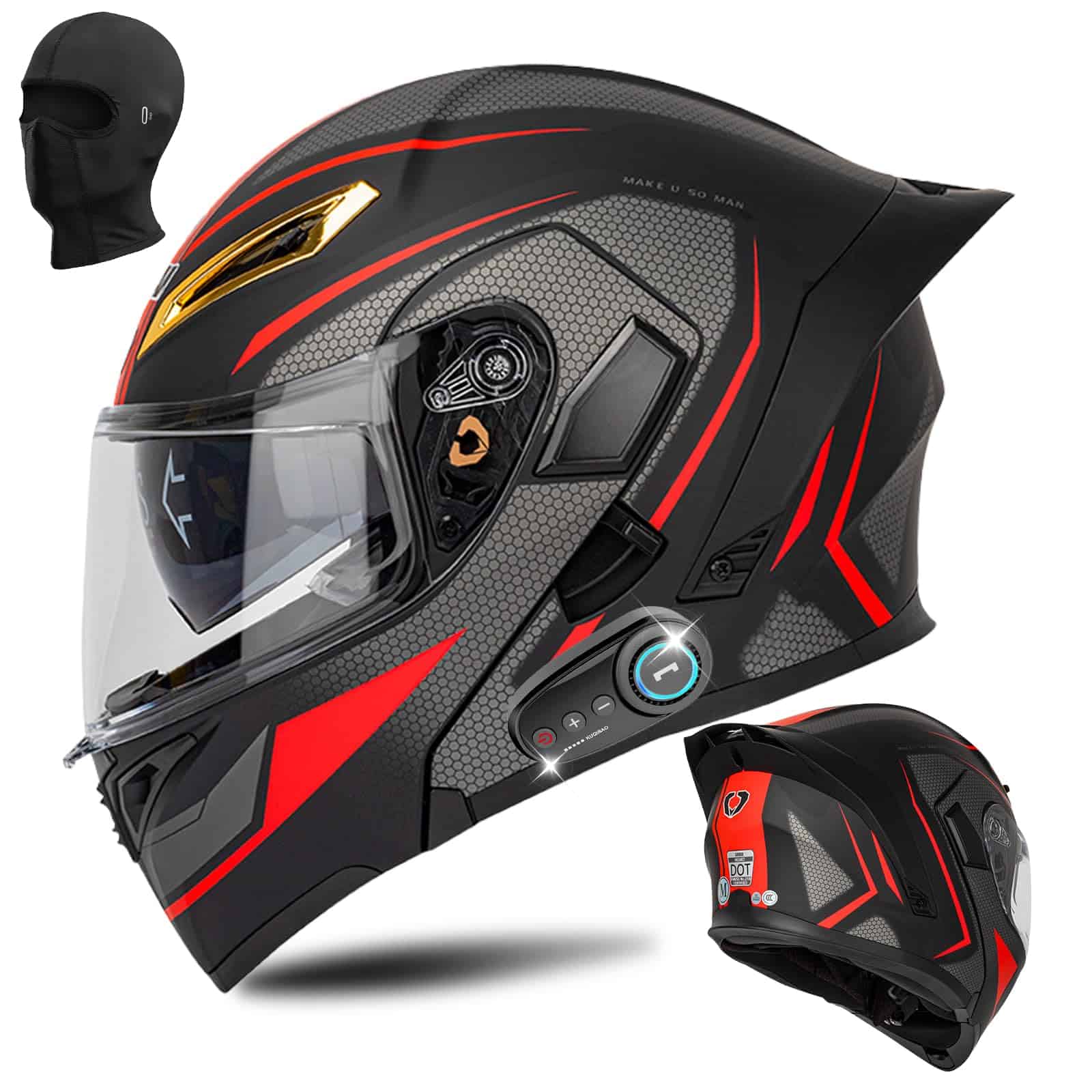 Casco de Motocicleta Modular Bluetooth con -Negro