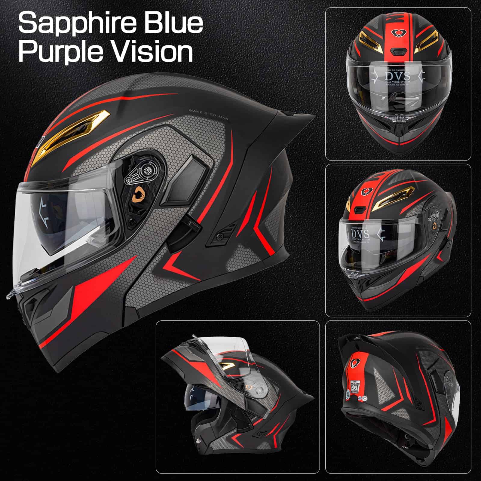 Casco de motocicleta modular Bluetooth DOT certificado Flip - Imagen 6