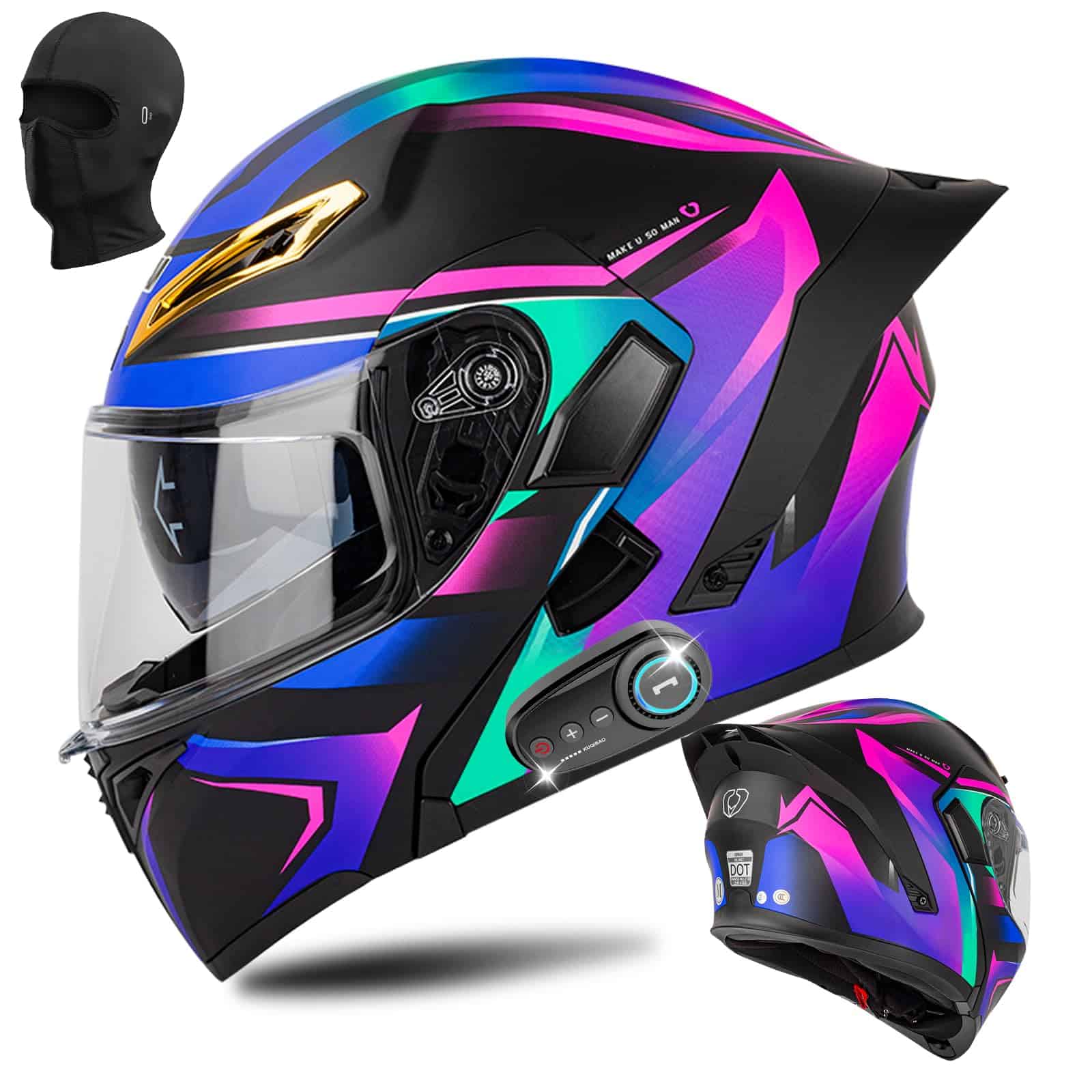 Casco de Motocicleta Modular con Bluetooth Certificado DOT