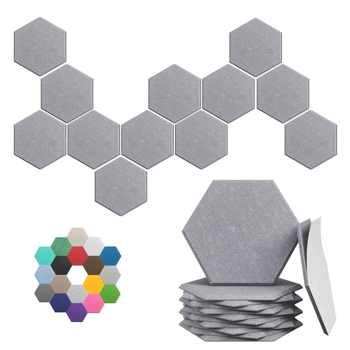 Paneles Acústicos Hexagonales - Paquete -Gris Ceniza