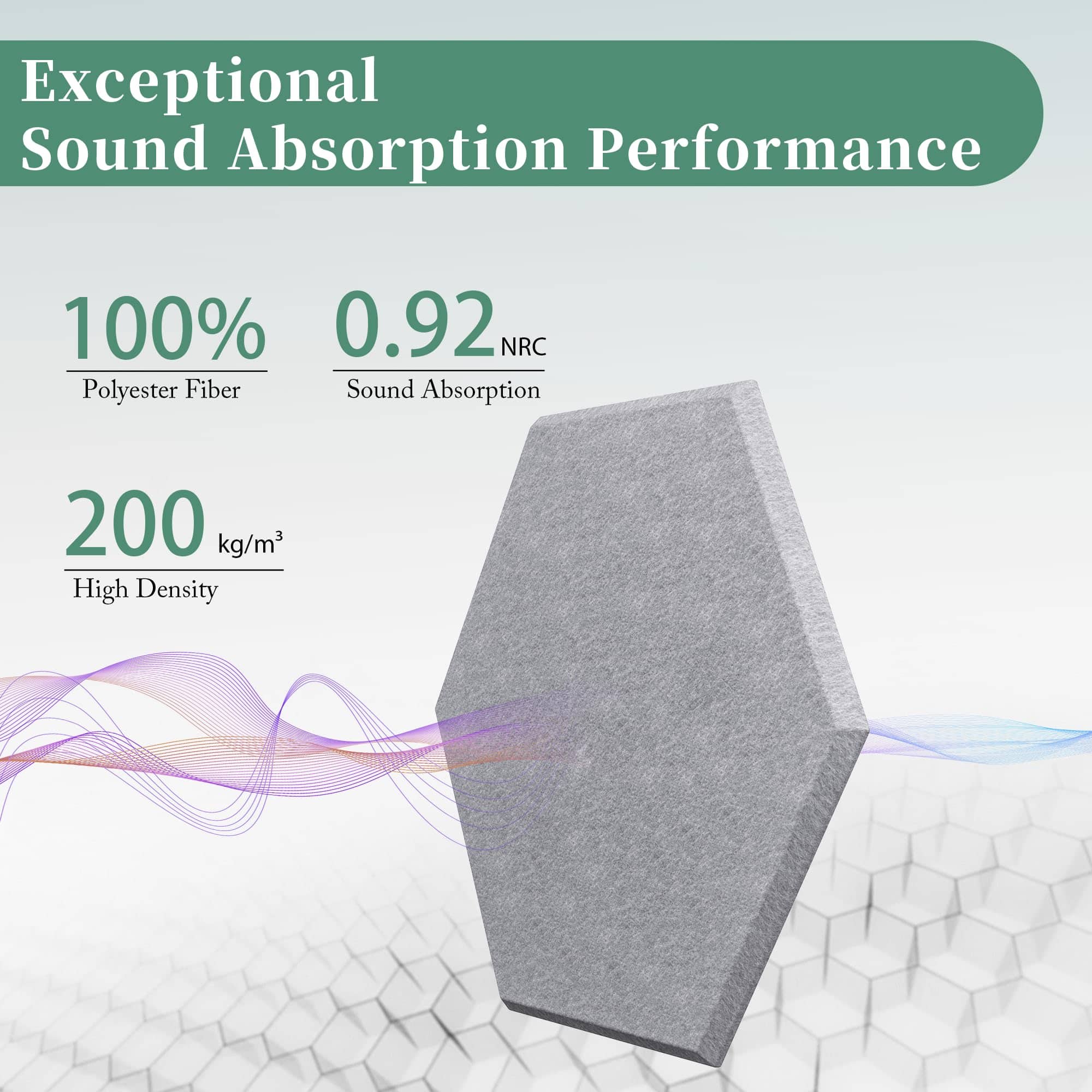 Paneles Acústicos Hexagonales - Paquete -Gris Ceniza - Imagen 3