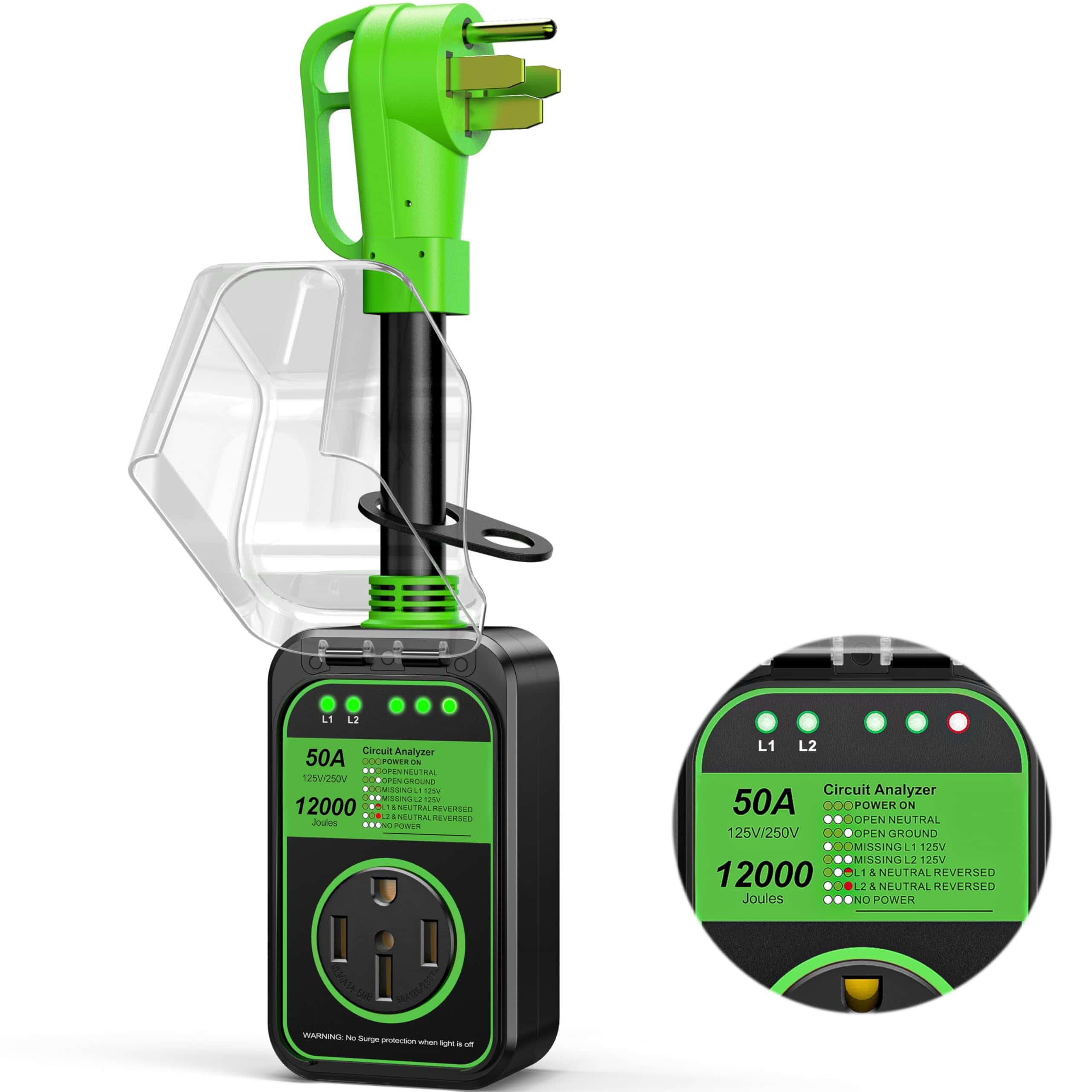 Protector de sobretensión para RV de 50 amperios -Verde