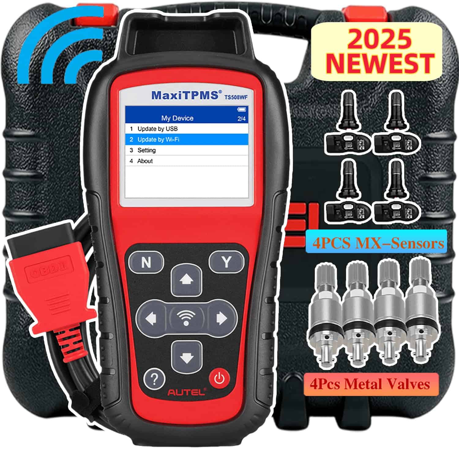 Autel MaxiTPMS TS508WFK-4, 4 Sensores de Goma y 4 Válvulas