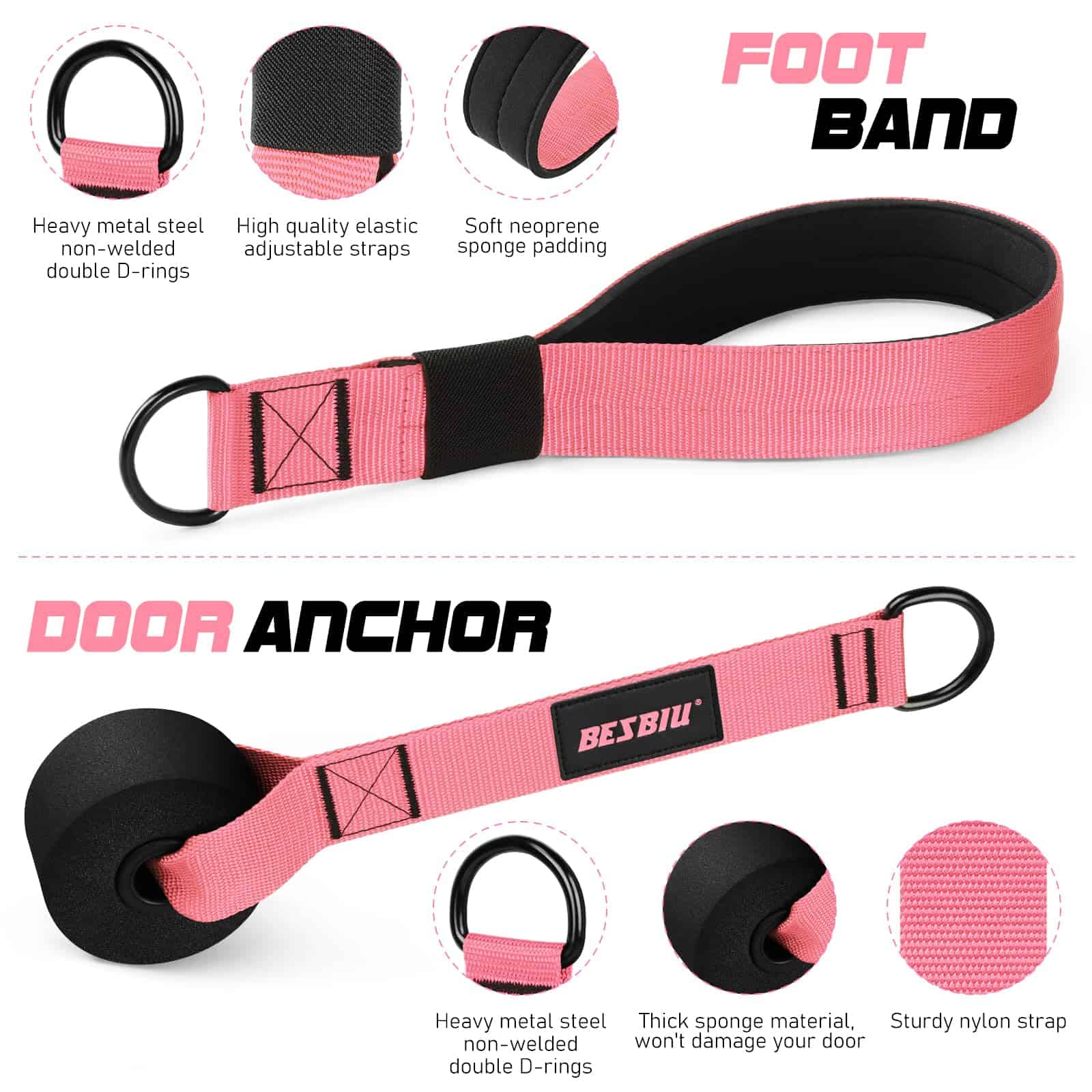 Kit de Barra de Pilates con Bandas de -rosa - Imagen 5