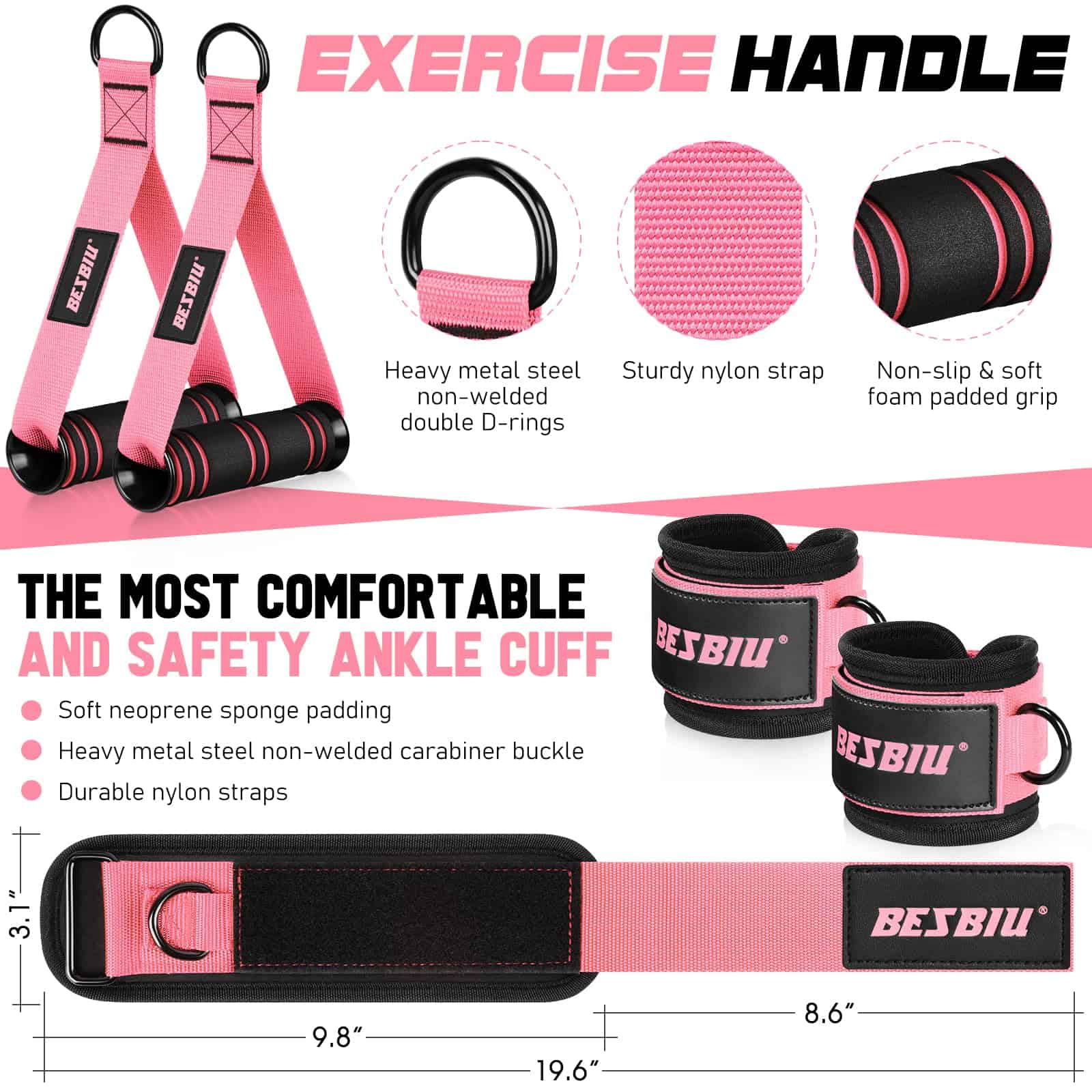 Kit de Barra de Pilates con Bandas de -rosa - Imagen 6