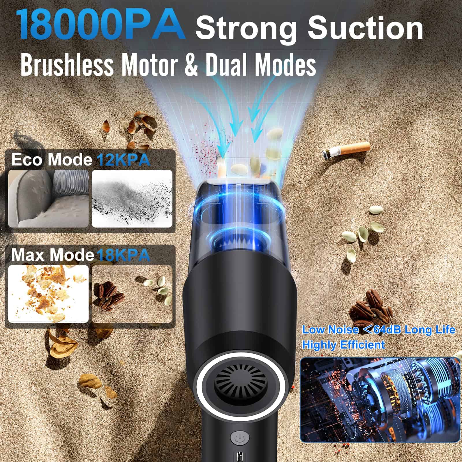 Aspiradora de Coche Fanisic Aspiradora de Mano/Limpiador de - Imagen 3