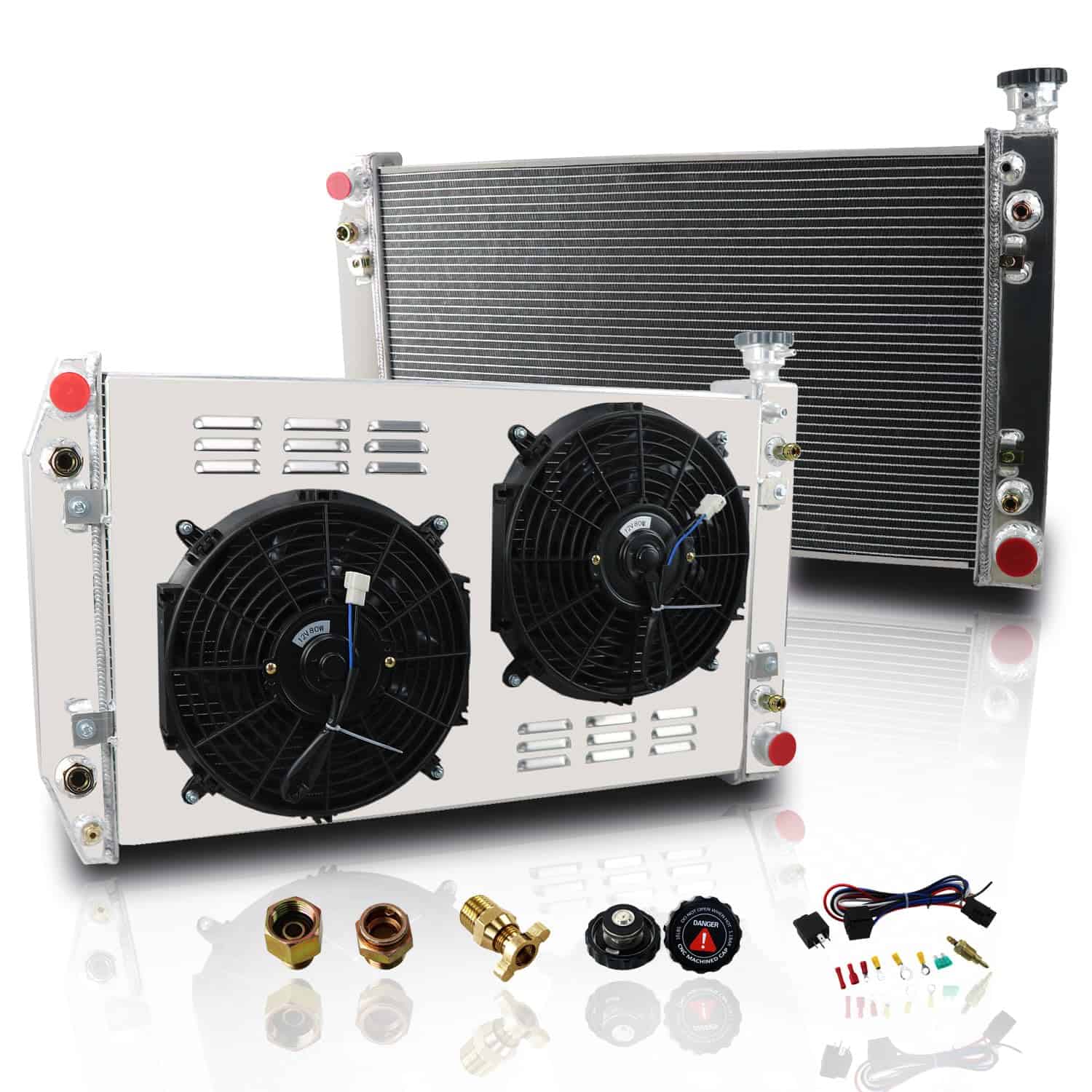 Radiador de Aluminio de 3 Filas 622 con Rejilla y 2