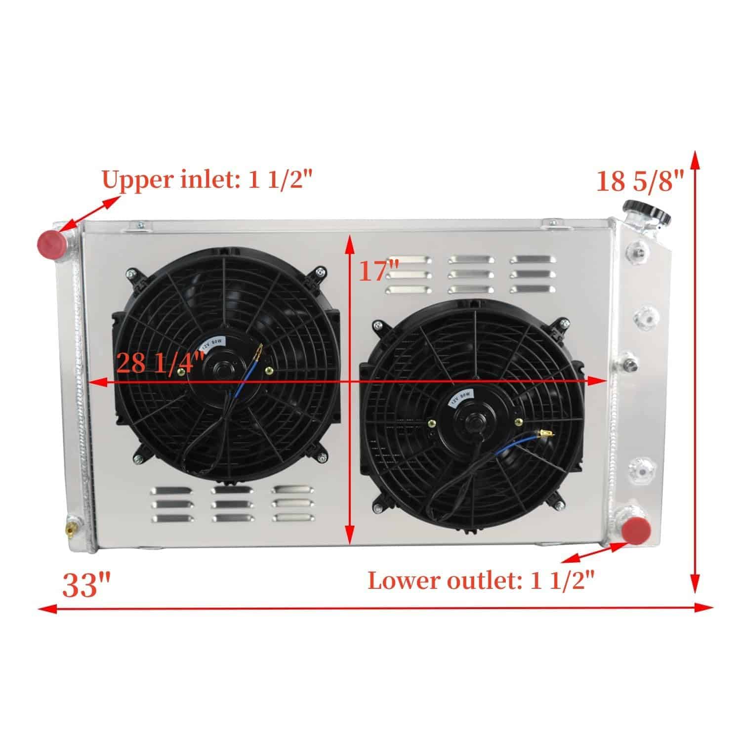Radiador de Aluminio de 3 Filas de 28" con Ventilador de - Imagen 3