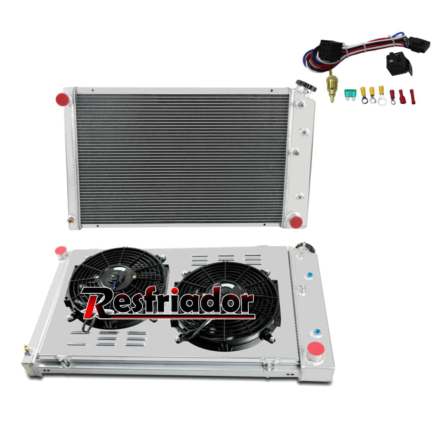 Radiador de Aluminio de 3 Filas de 28" con Ventilador de