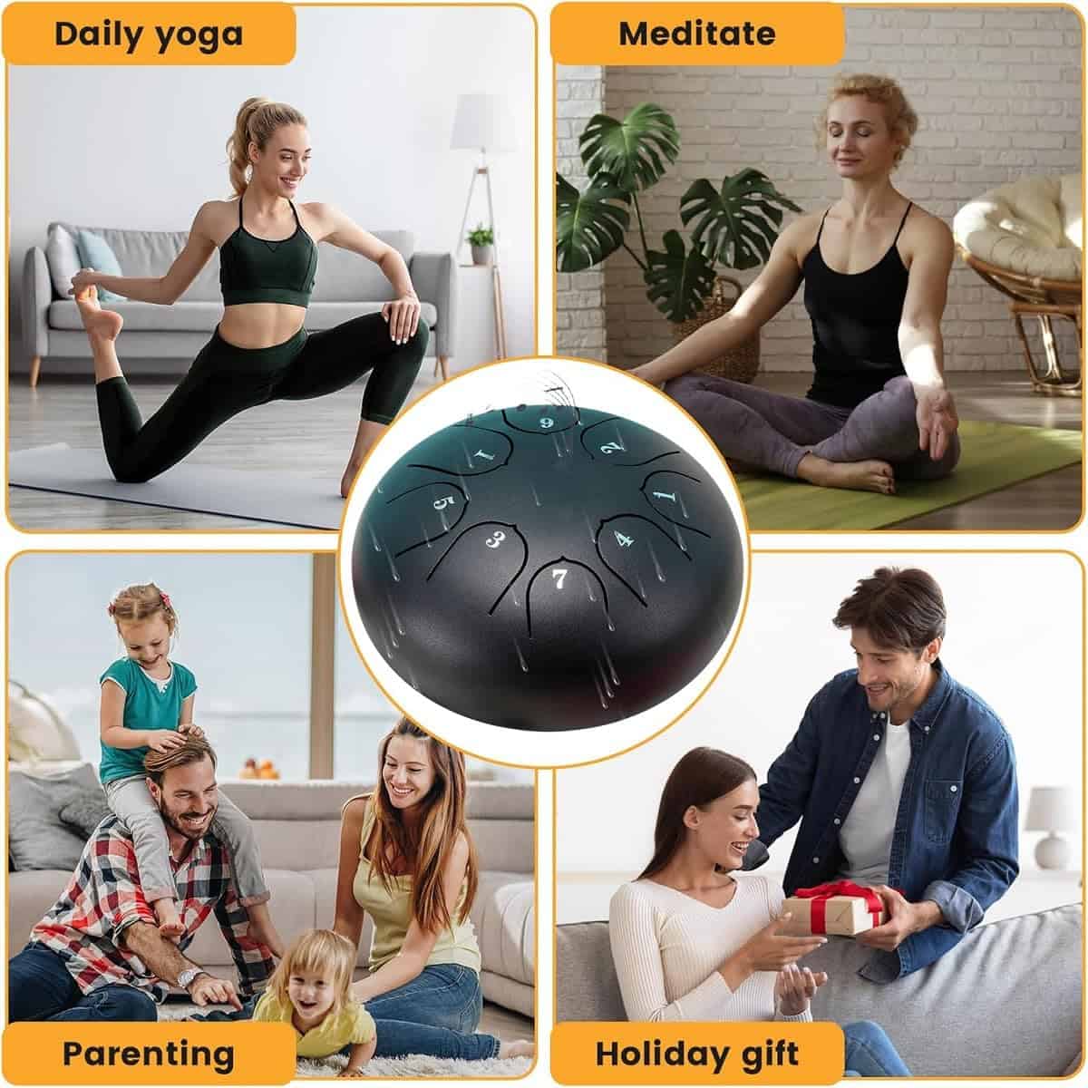 ILWHE Tambor de Lluvia para Jardín Exterior, Tambor Chakra - Imagen 7