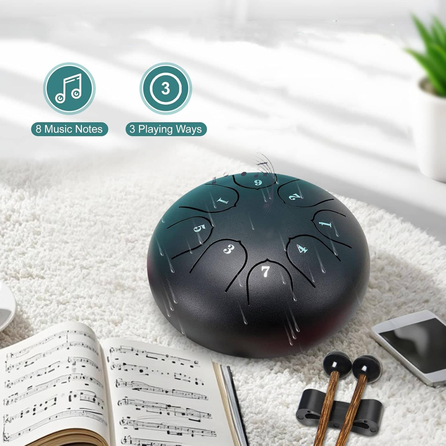 ILWHE Tambor de Lluvia para Jardín Exterior, Tambor Chakra - Imagen 6