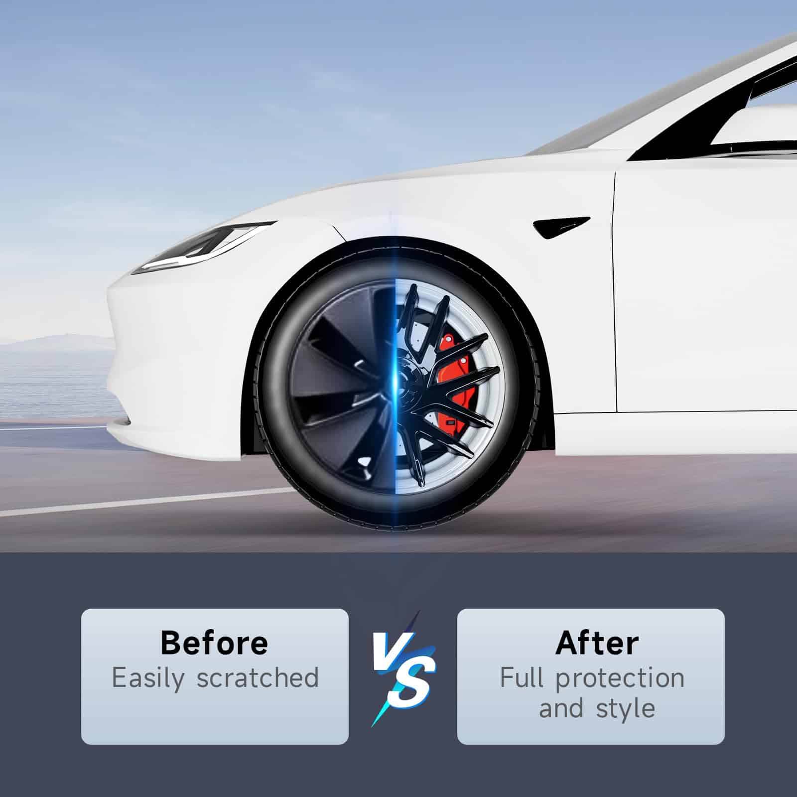 Cubiertas de rueda para Tesla Model 3, -Negro y Rojo - Imagen 3