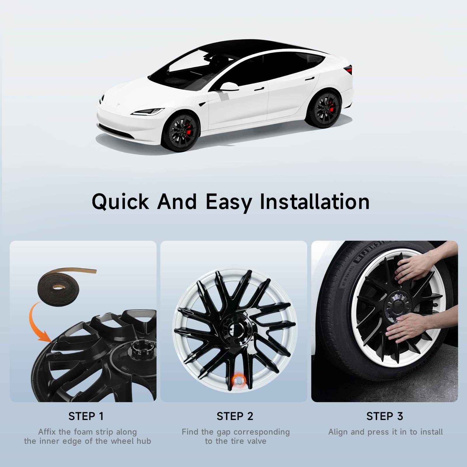 Cubiertas de rueda para Tesla Model 3, -Negro y Rojo - Imagen 5