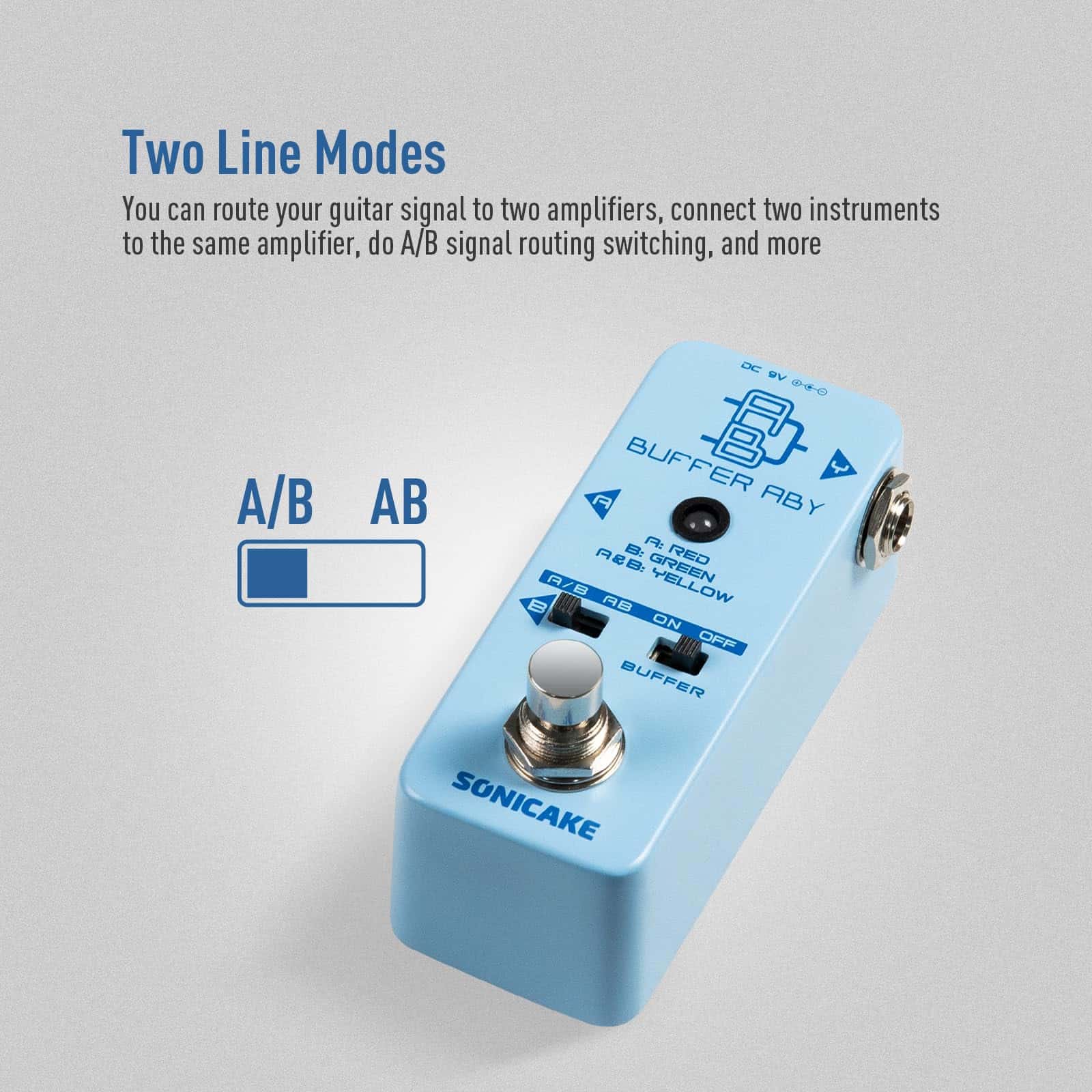 Pedal de guitarra SONICAKE ABY, Mini AB Switcher con - Imagen 5