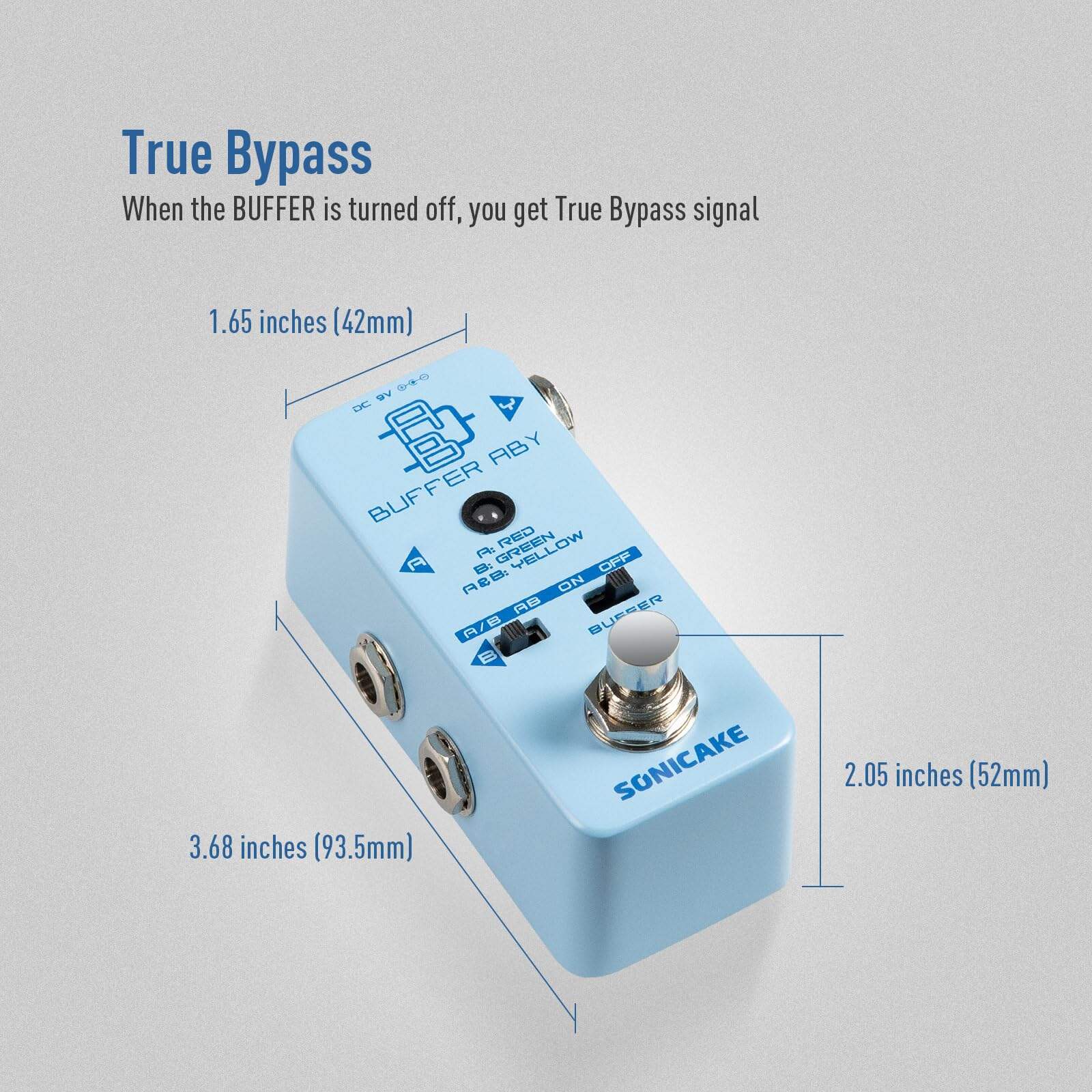 Pedal de guitarra SONICAKE ABY, Mini AB Switcher con - Imagen 6
