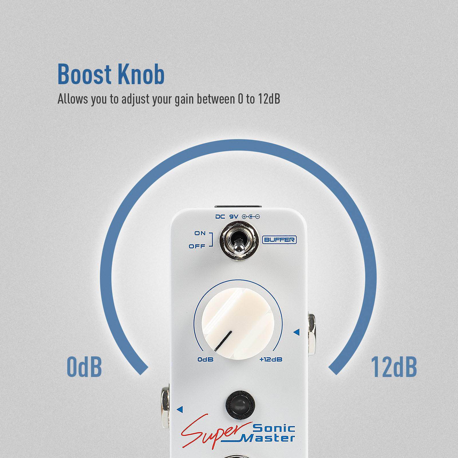 Pedal de Boost Limpio SONICAKE con Buffer y Ganancia de - Imagen 4