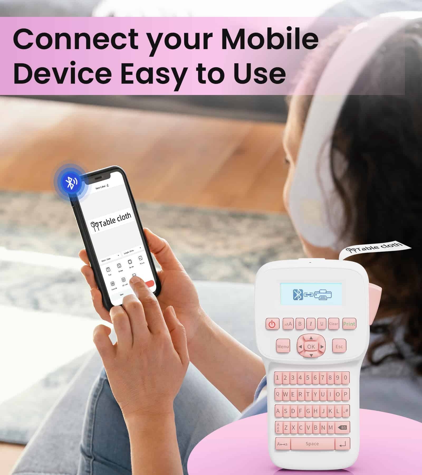 Máquina etiquetadora rosa con cinta, etiquetadora - Imagen 8