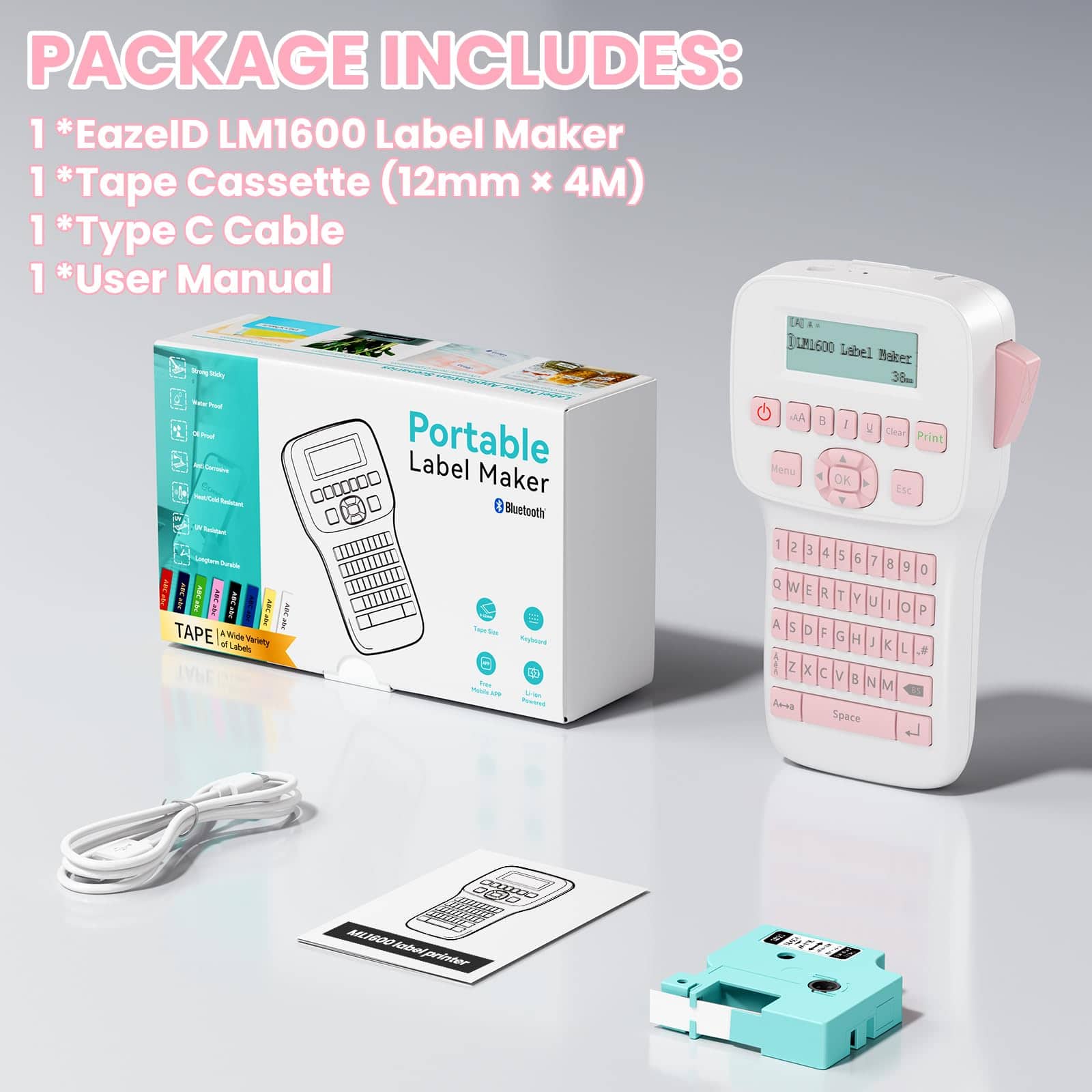 Máquina etiquetadora rosa con cinta, etiquetadora - Imagen 10