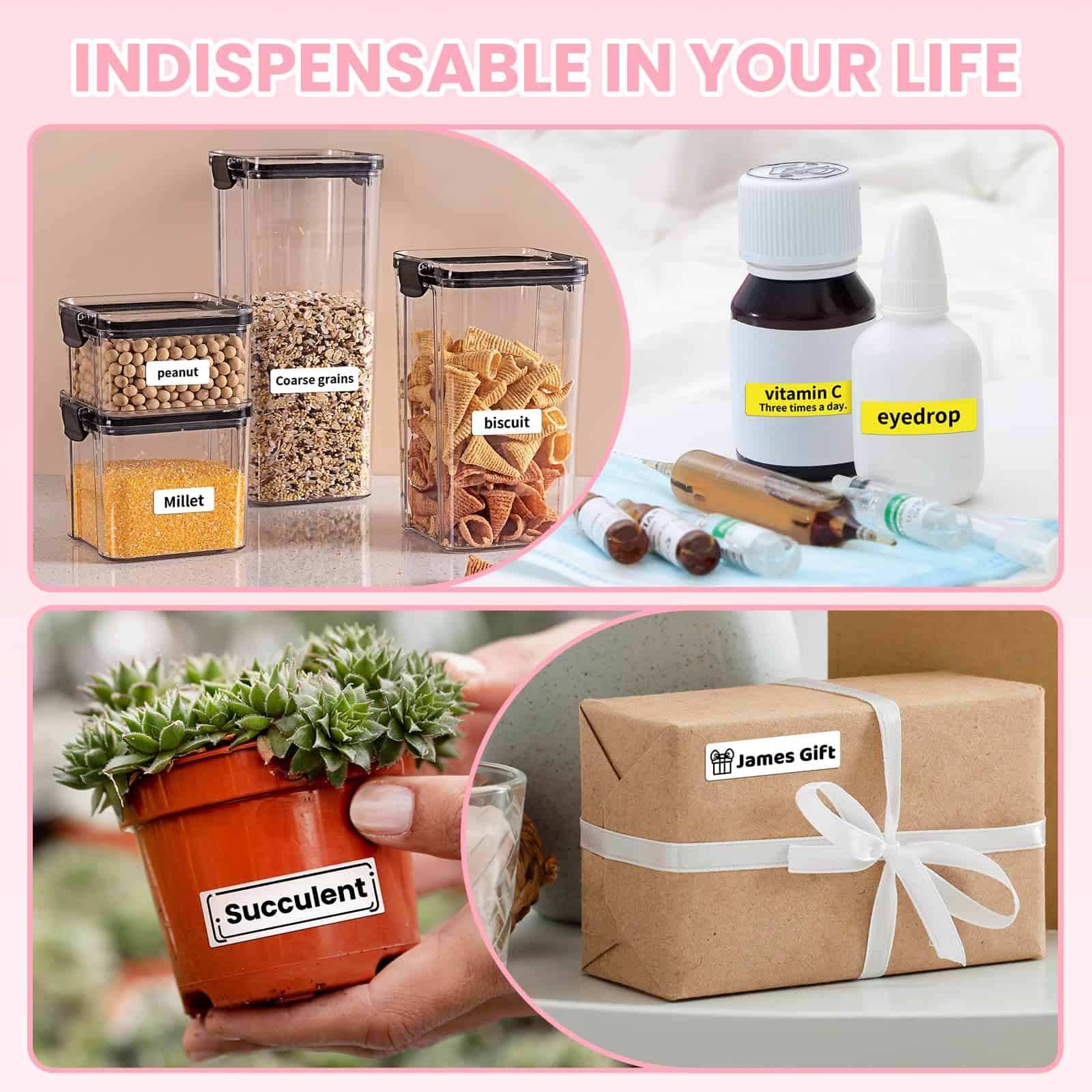 Máquina etiquetadora rosa con cinta, etiquetadora - Imagen 9