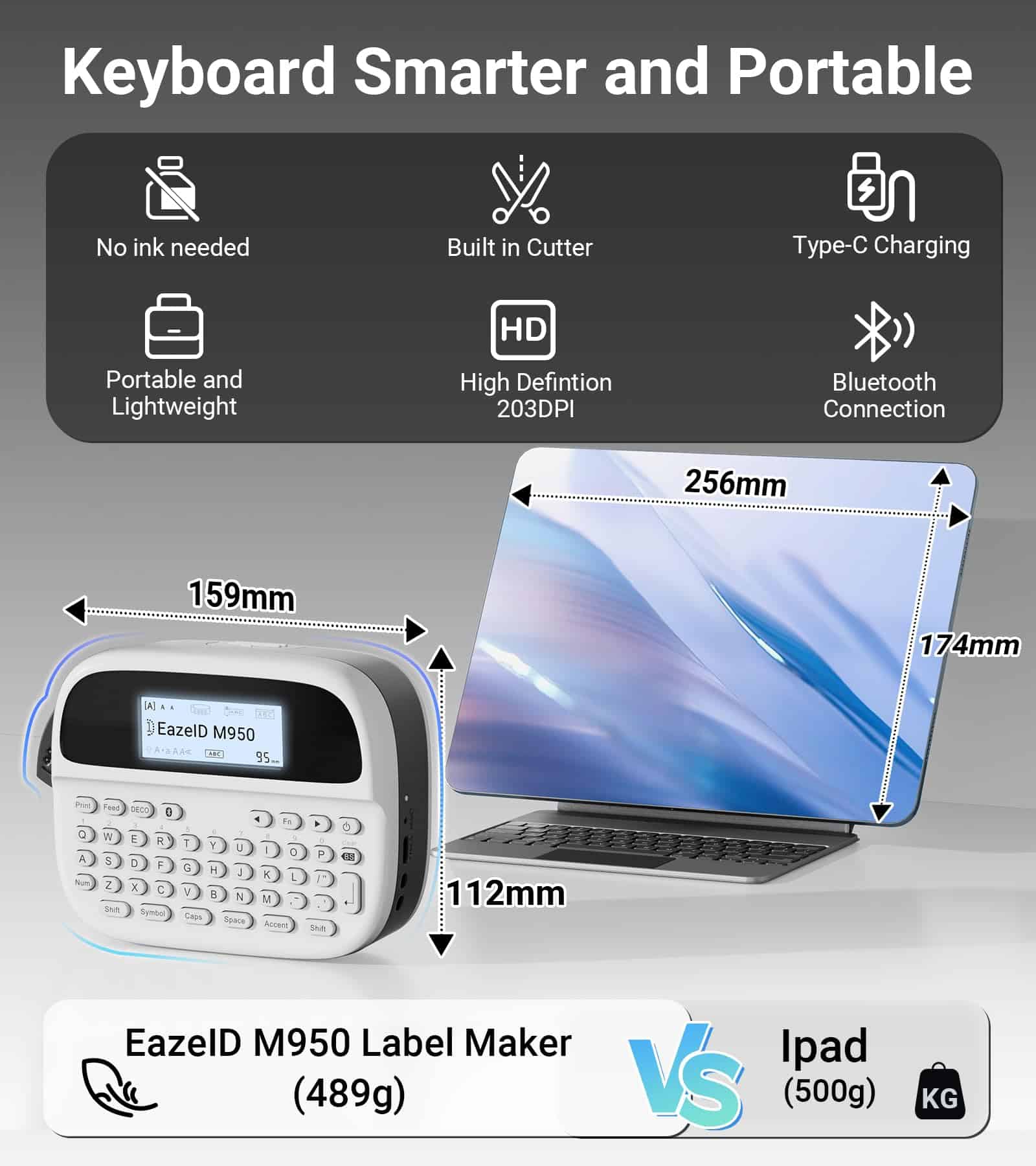 Máquina etiquetadora, Etiquetadora recargable con teclado, - Imagen 9
