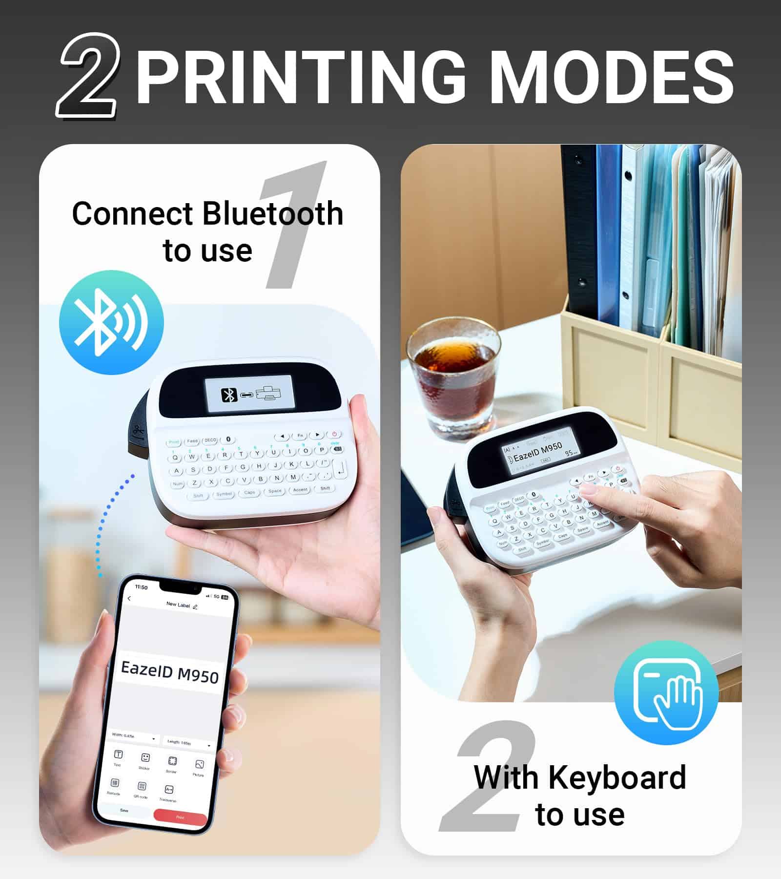 Máquina etiquetadora, Etiquetadora recargable con teclado, - Imagen 4