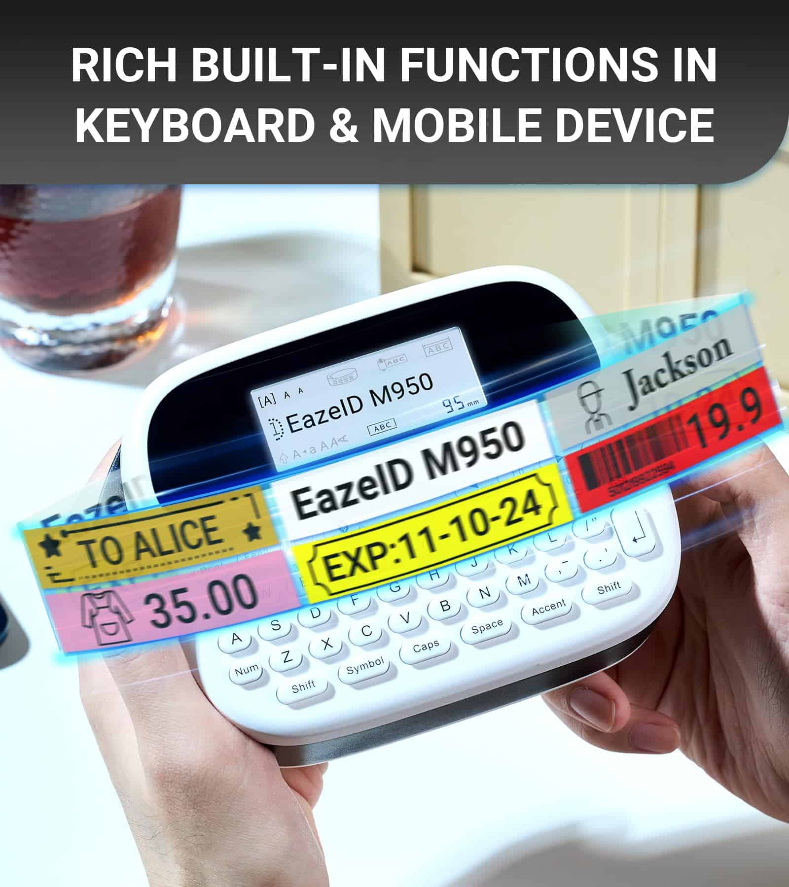 Máquina etiquetadora, Etiquetadora recargable con teclado, - Imagen 8