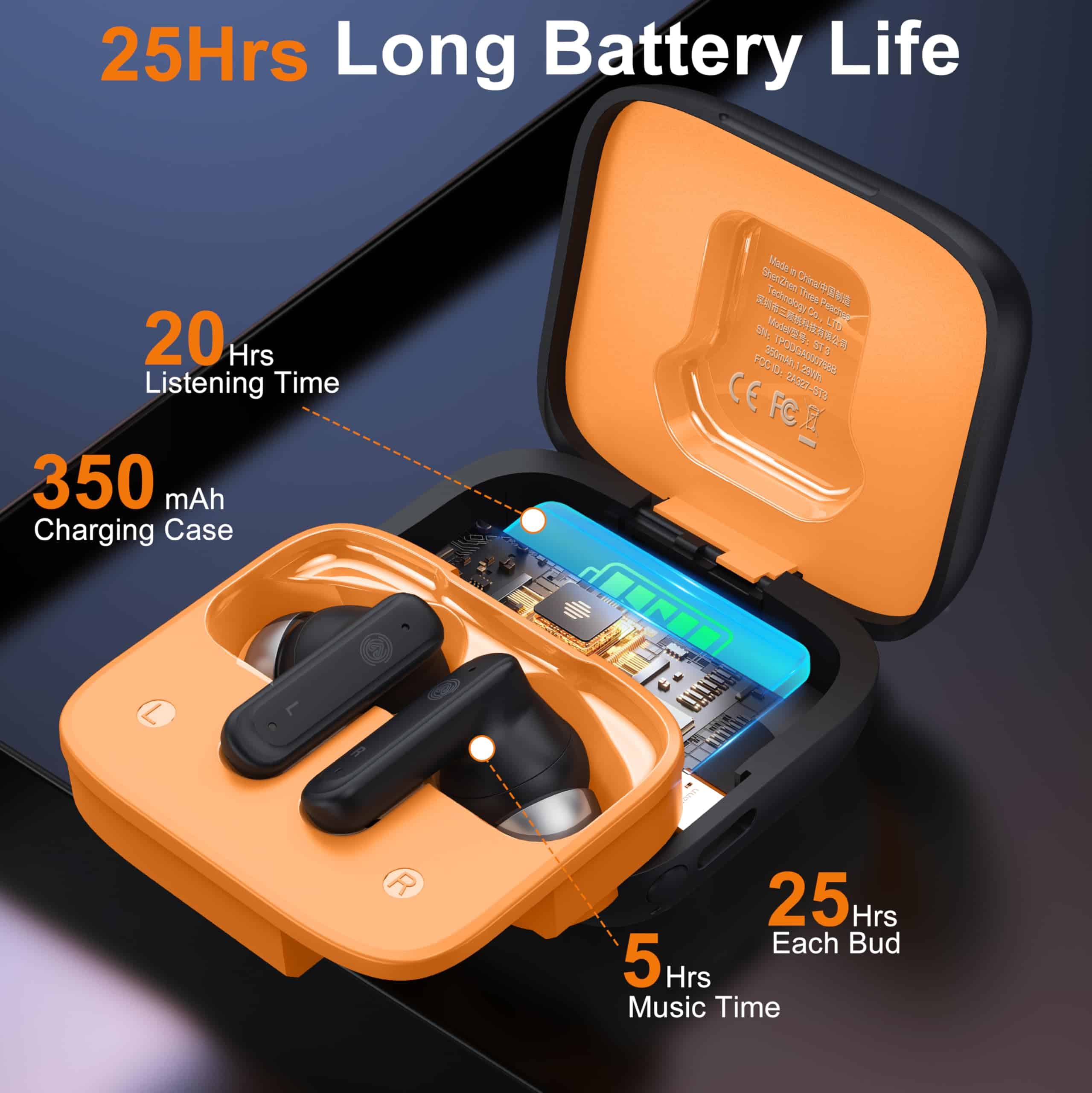 THREE PEACHES Auriculares inalámbricos Bluetooth 5.4, - Imagen 3