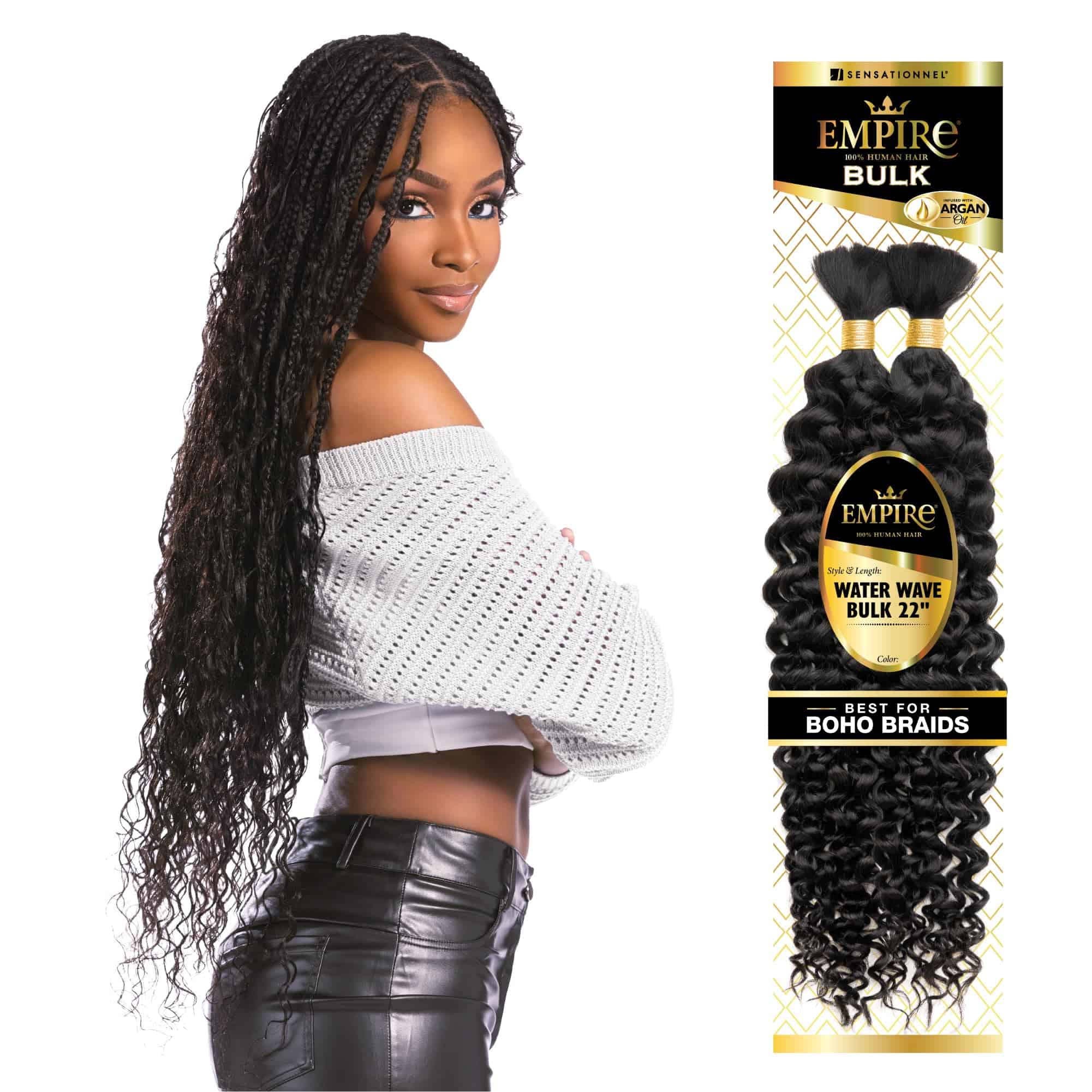Sensationnel Empire bulk trenzas de cabello humano ondulado