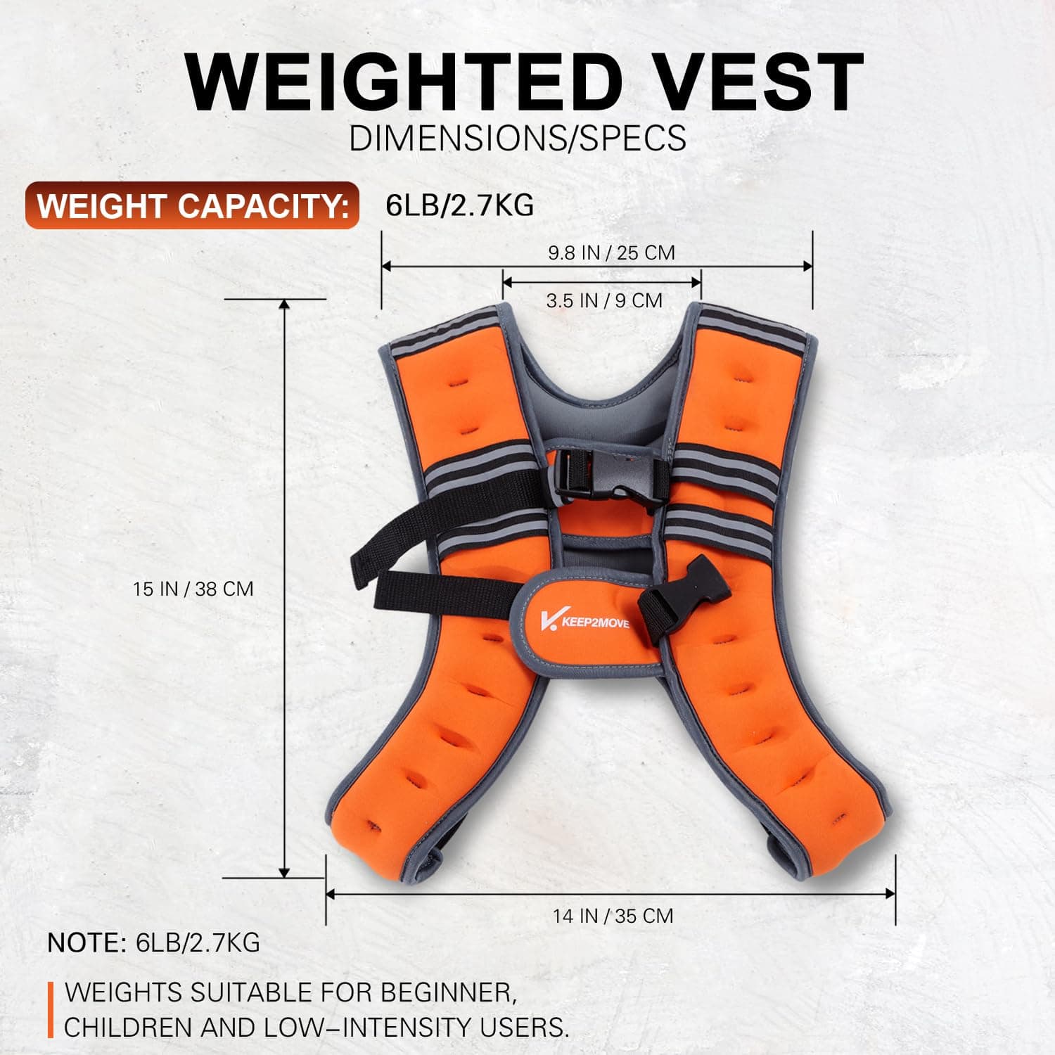 Chaleco Ponderado KEEP2MOVE para Mujeres, -Naranja/Gris - Imagen 7