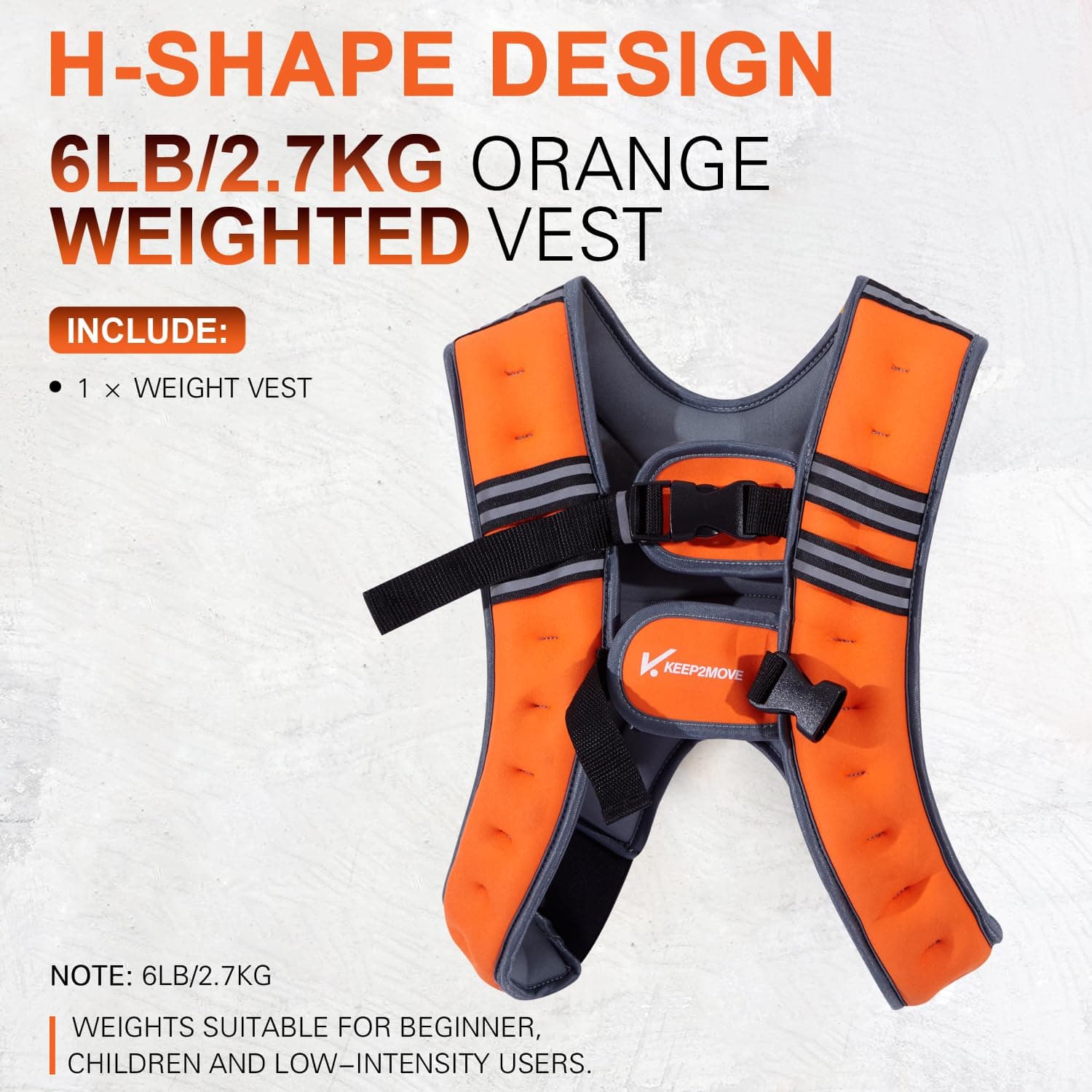 Chaleco Ponderado KEEP2MOVE para Mujeres, -Naranja/Gris - Imagen 3