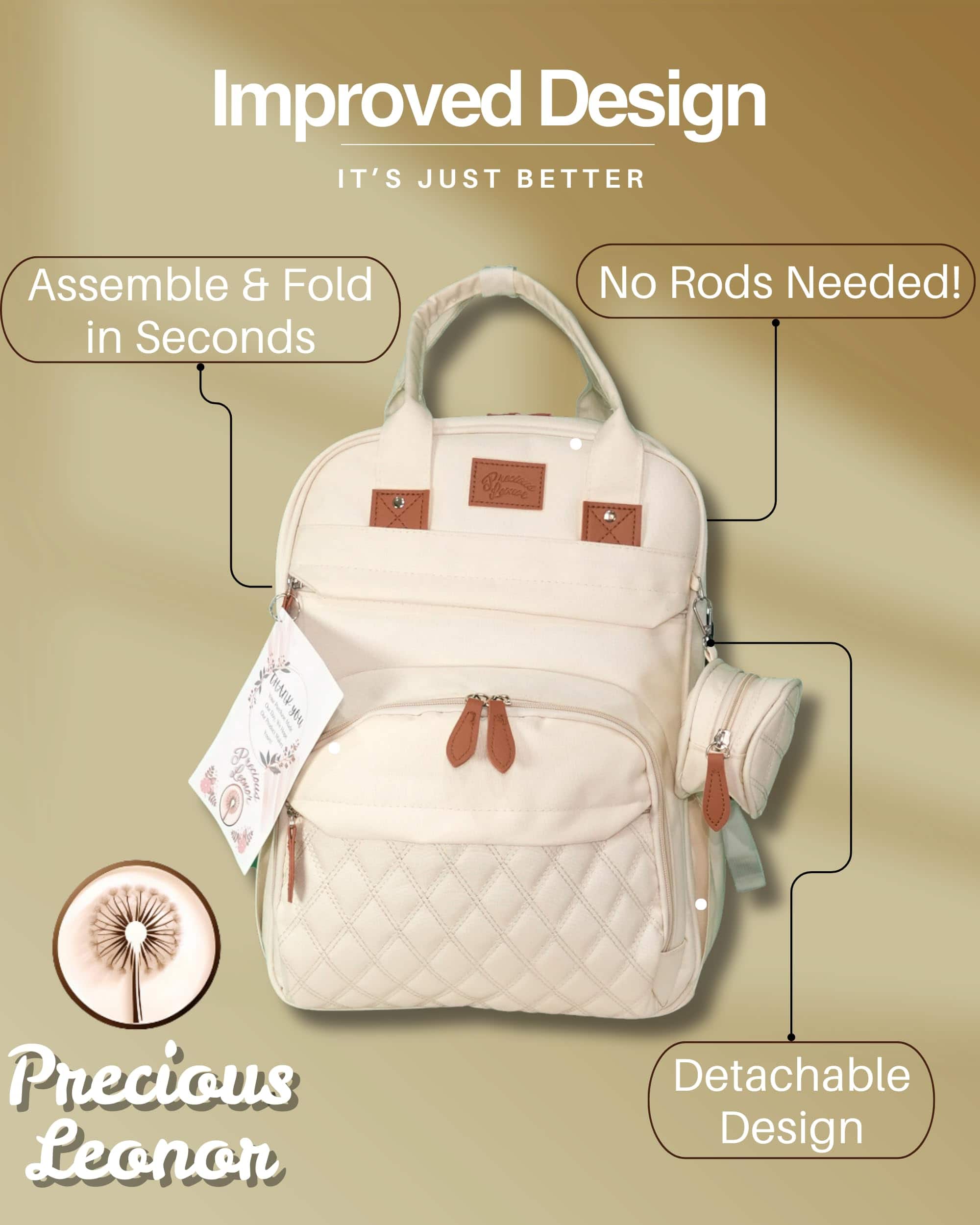 Bolso de pañales Precious Leonor con Estación -Gris Claro - Imagen 6