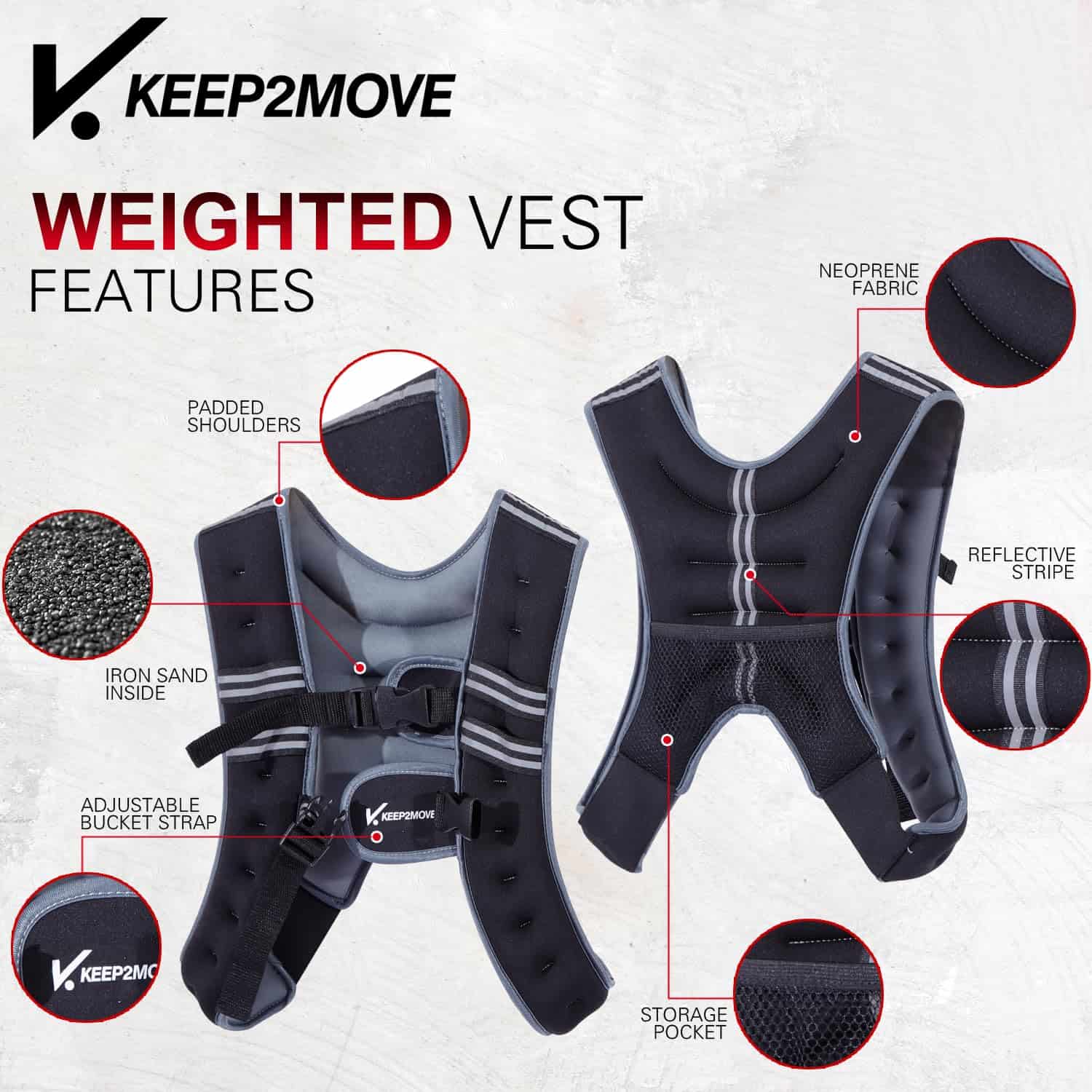 Chaleco con Peso KEEP2MOVE para Mujeres, -Negro/Gris - Imagen 5