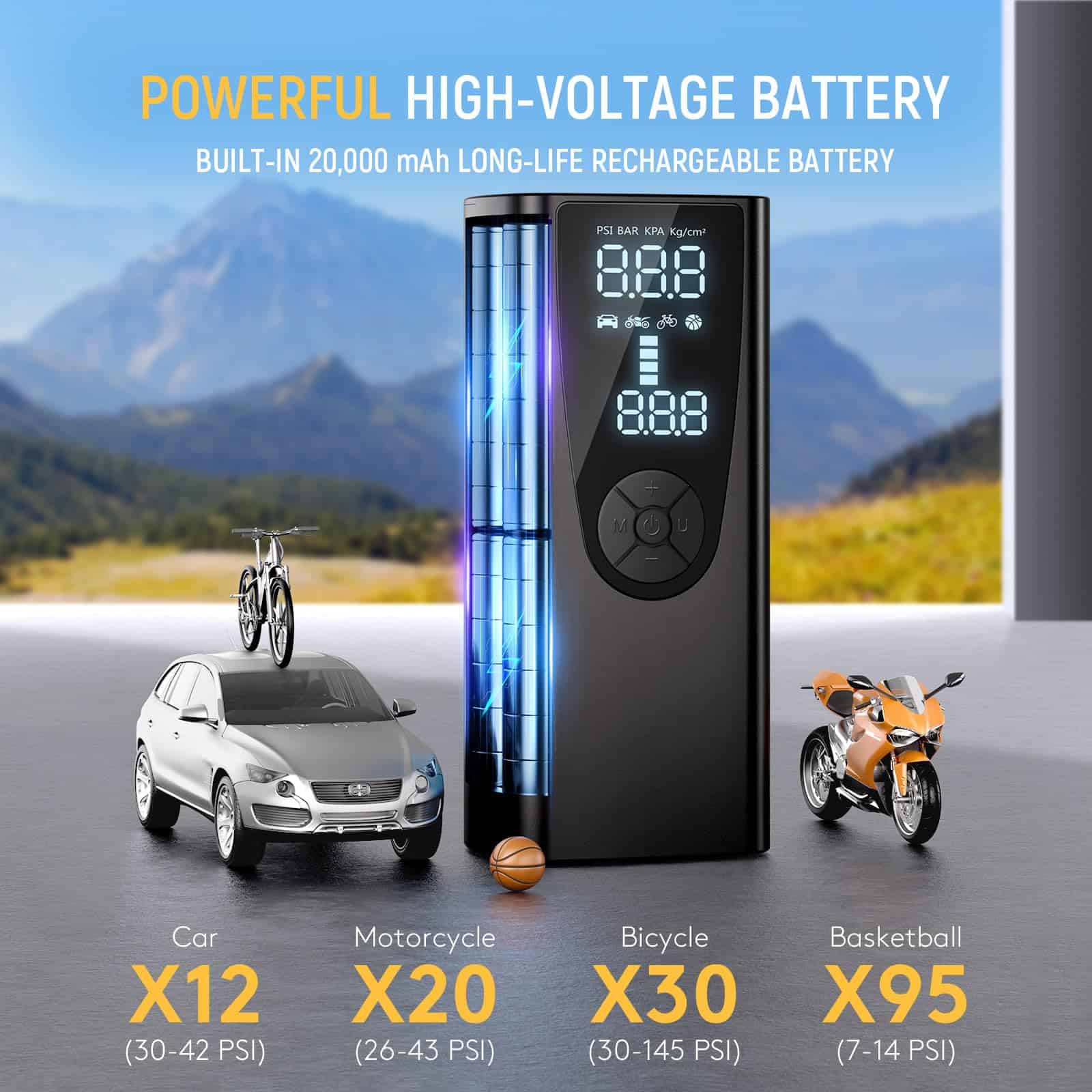 Compresor de aire portátil para neumáticos, 150PSI & - Imagen 4