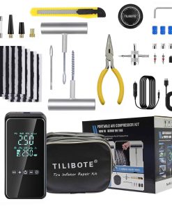 Kit de Reparación de Neumáticos TILIBOTE, Inflador de