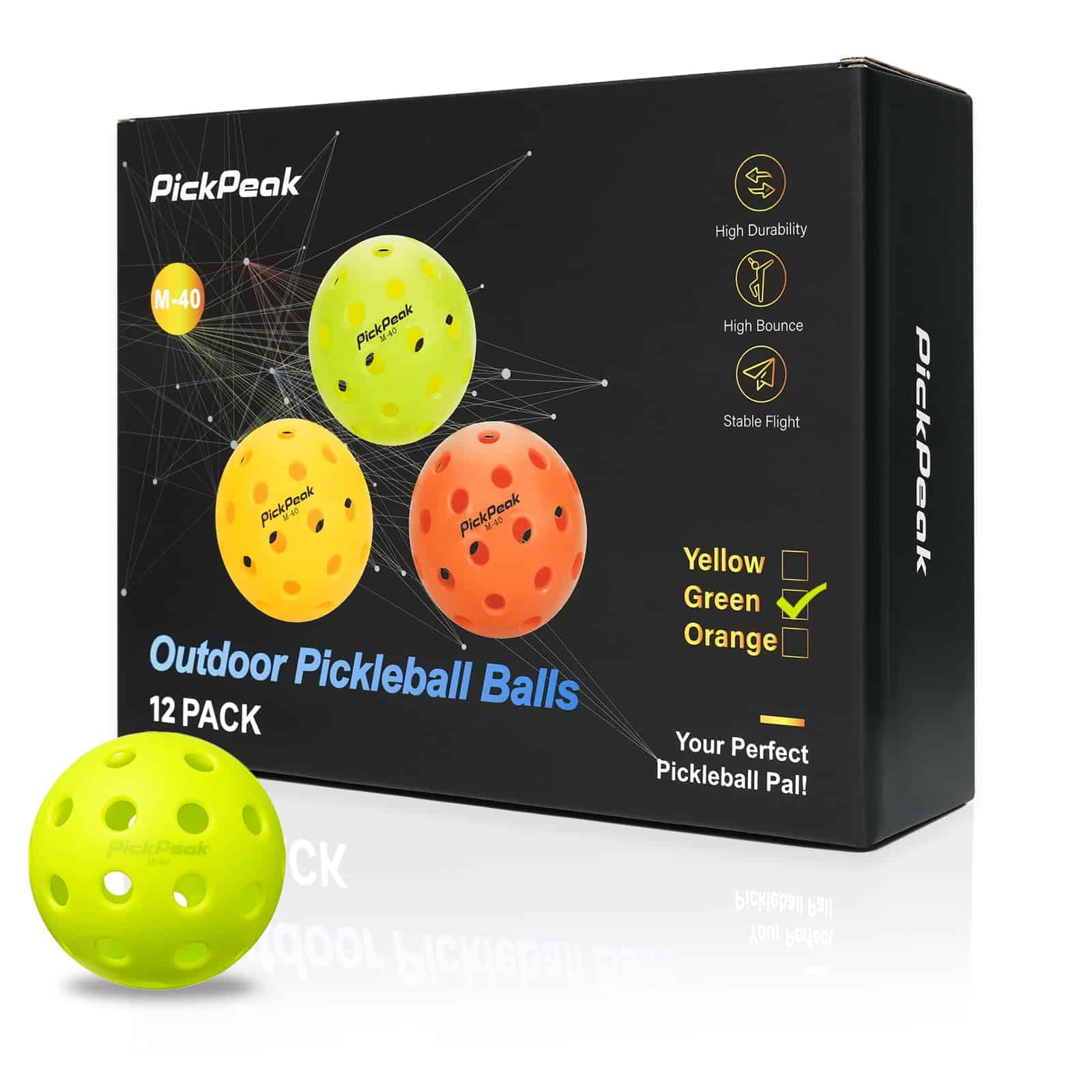 Pelotas de Pickleball al Aire Libre PickPeak, Paquete de 4