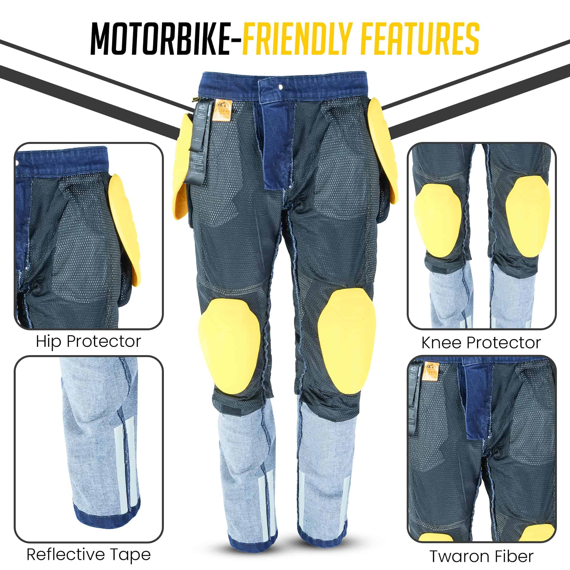 Pantalones de moto HPGEARZ Blue Arc para hombre revestidos - Imagen 4