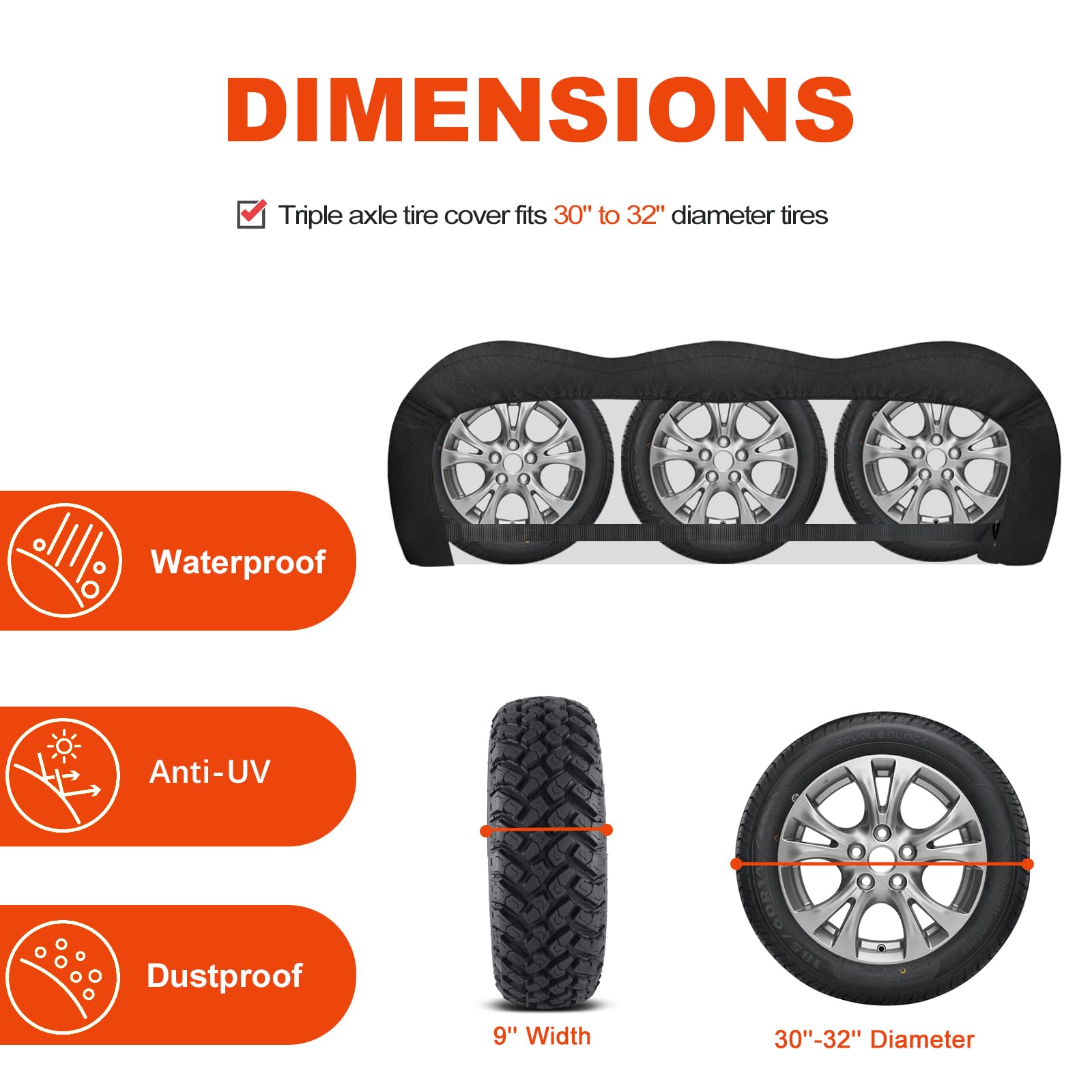 2 Pack Cubierta para Llantas de Triple Eje, para Llantas de - Imagen 3