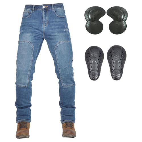 Pantalones de moto para hombres, jeans de -Azul