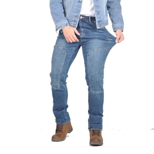 Pantalones de moto para hombres, jeans de -Azul - Imagen 5